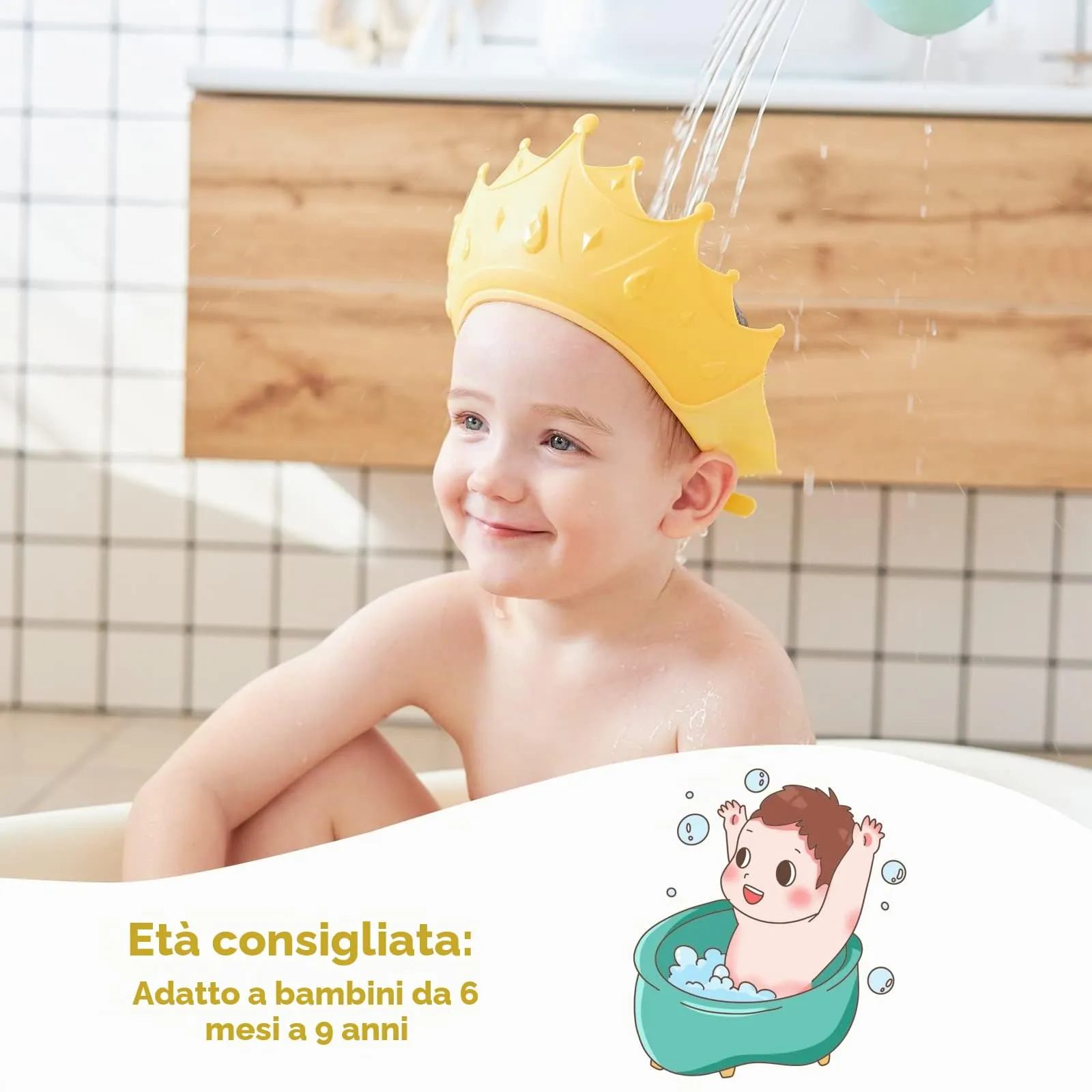 FUSACONY Cappello Doccia Bambini in Silicone Regolabile - immagine 2