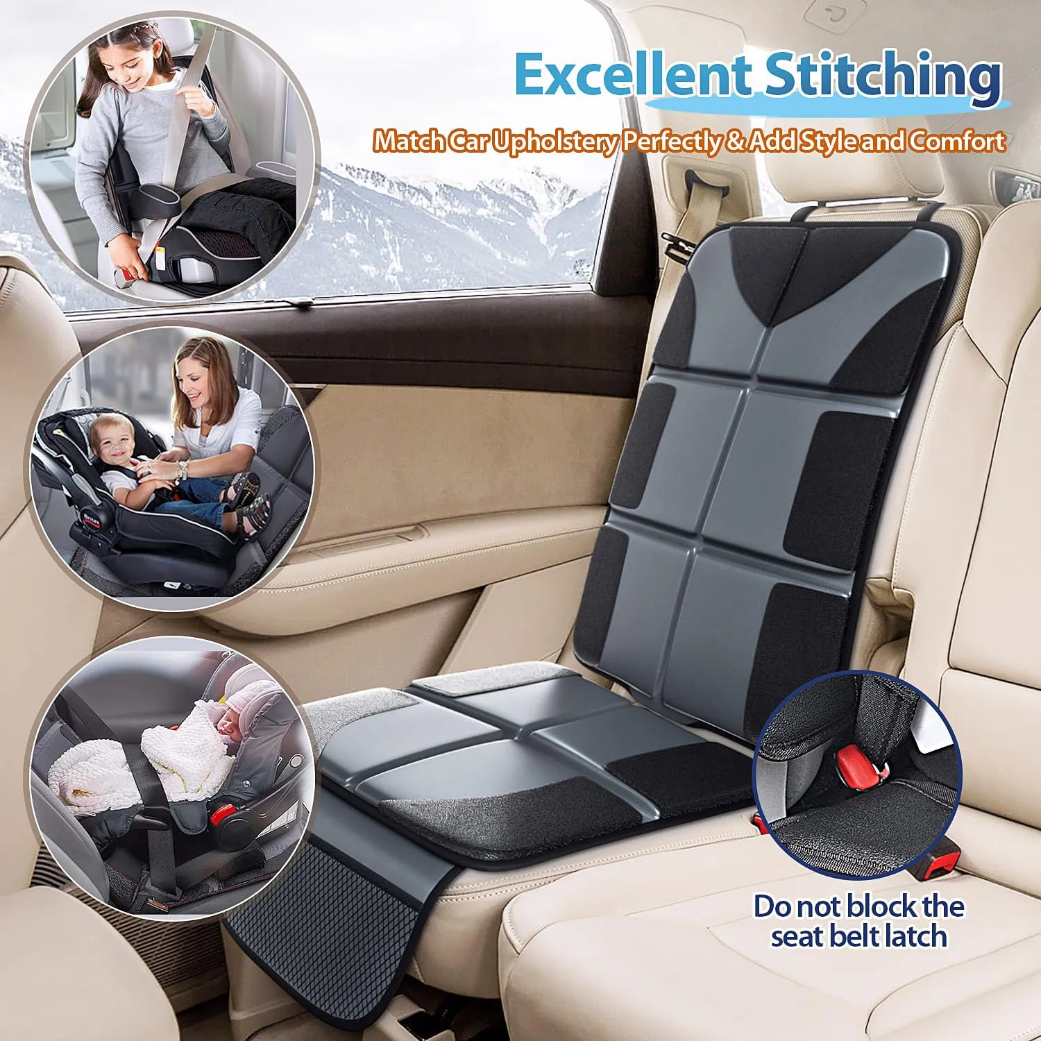 Gimars Protettore di Sedili Auto XL, Compatibile ISOFIX, Tessuto Oxford 600D Impermeabile, Grigio (2 Pezzi) - immagine 3