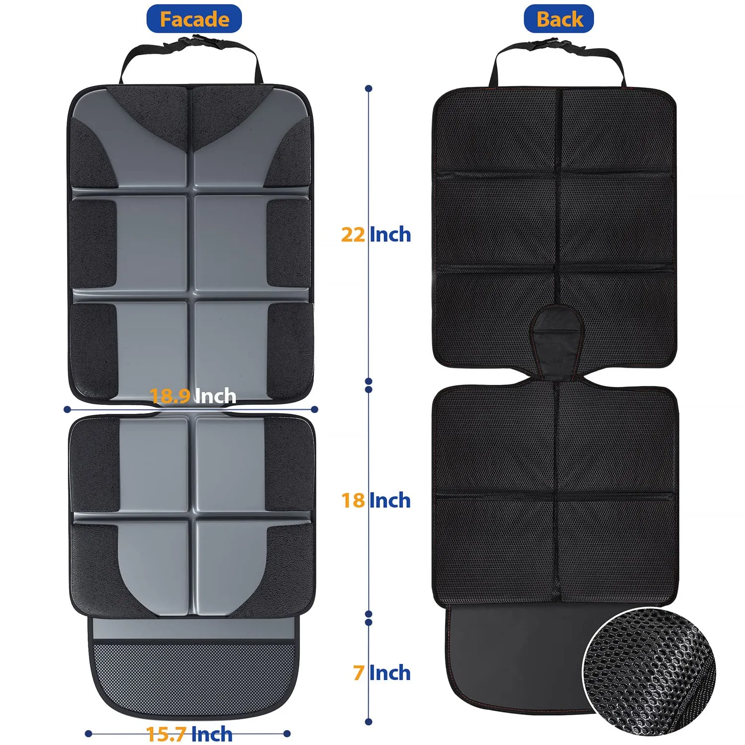 Gimars Protettore di Sedili Auto XL, Compatibile ISOFIX, Tessuto Oxford 600D Impermeabile, Grigio (2 Pezzi) - immagine 7
