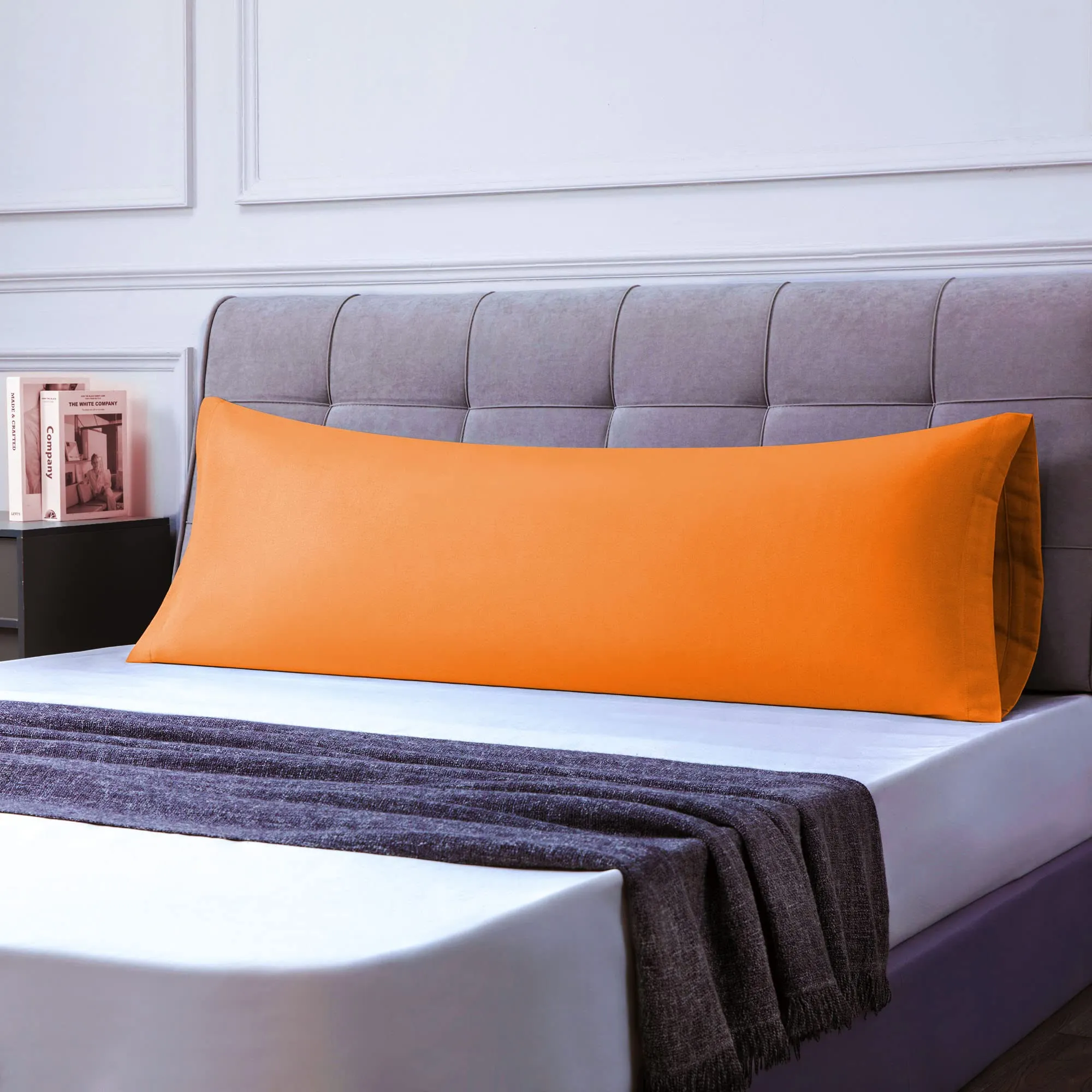 Poligino Federe Cuscini Letto Matrimoniale in Cotone 40x70 cm, Set 2 Pezzi, Arancione - immagine 2