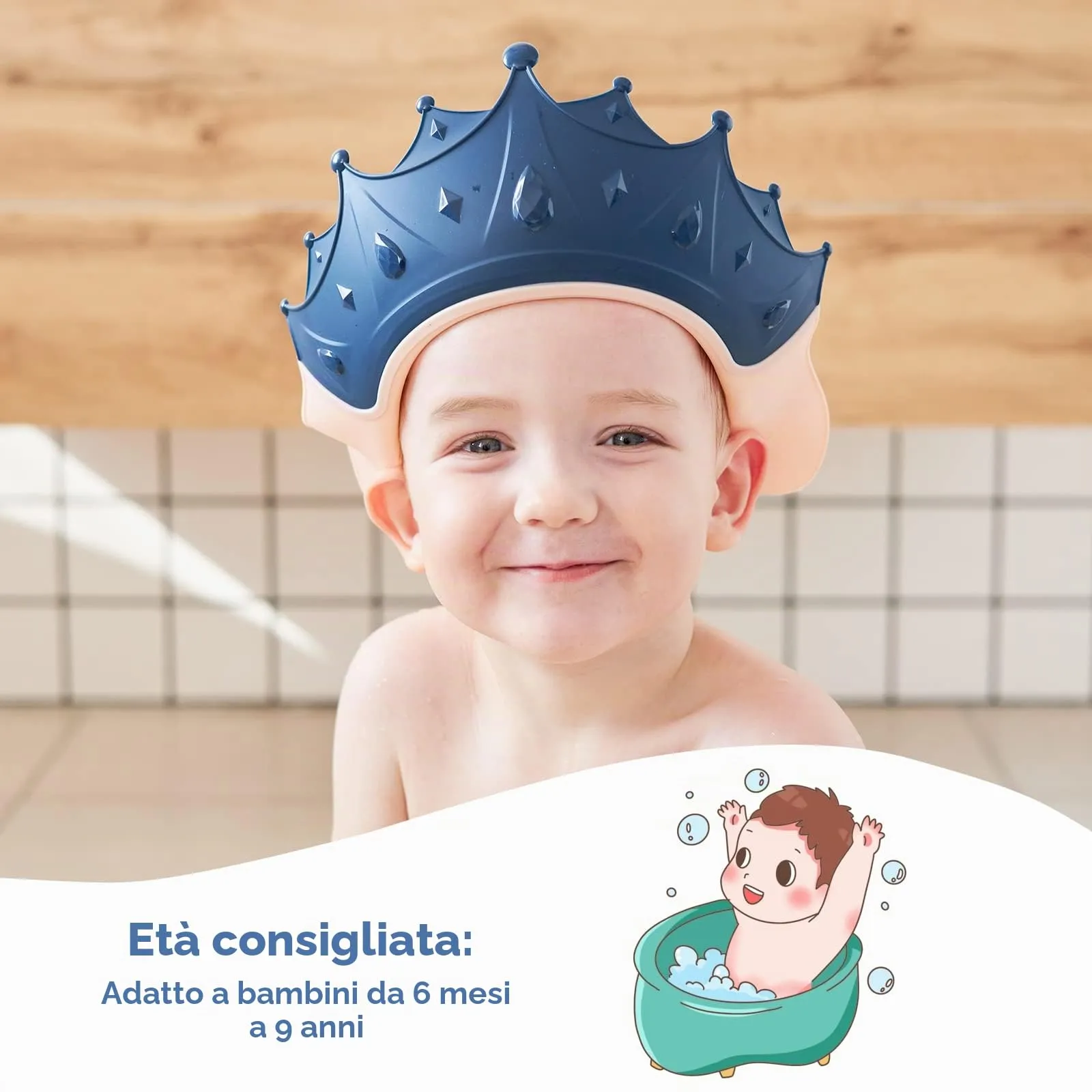 FUSACONY Cappello Doccia per Bambini in Silicone Regolabile - immagine 2
