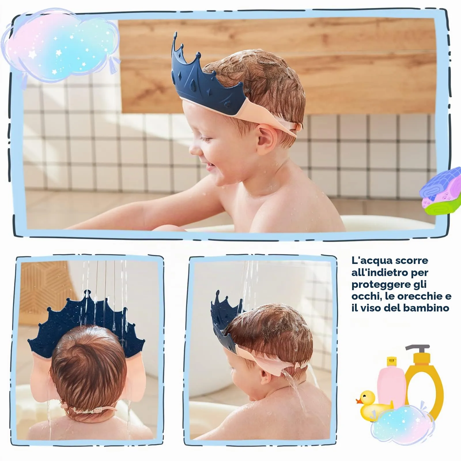 FUSACONY Cappello Doccia per Bambini in Silicone Regolabile - immagine 3