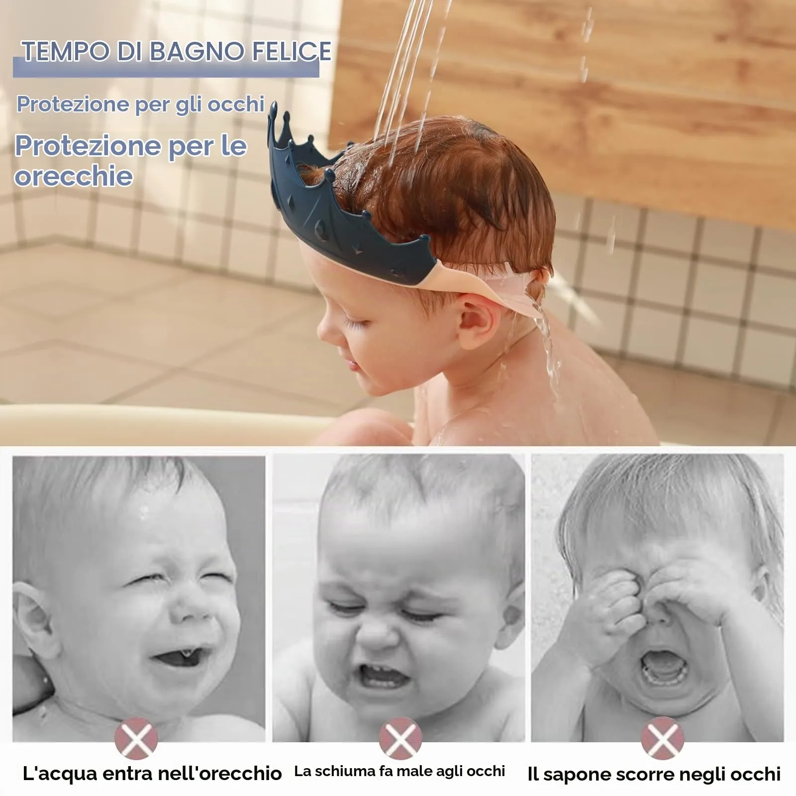FUSACONY Cappello Doccia per Bambini in Silicone Regolabile - immagine 4