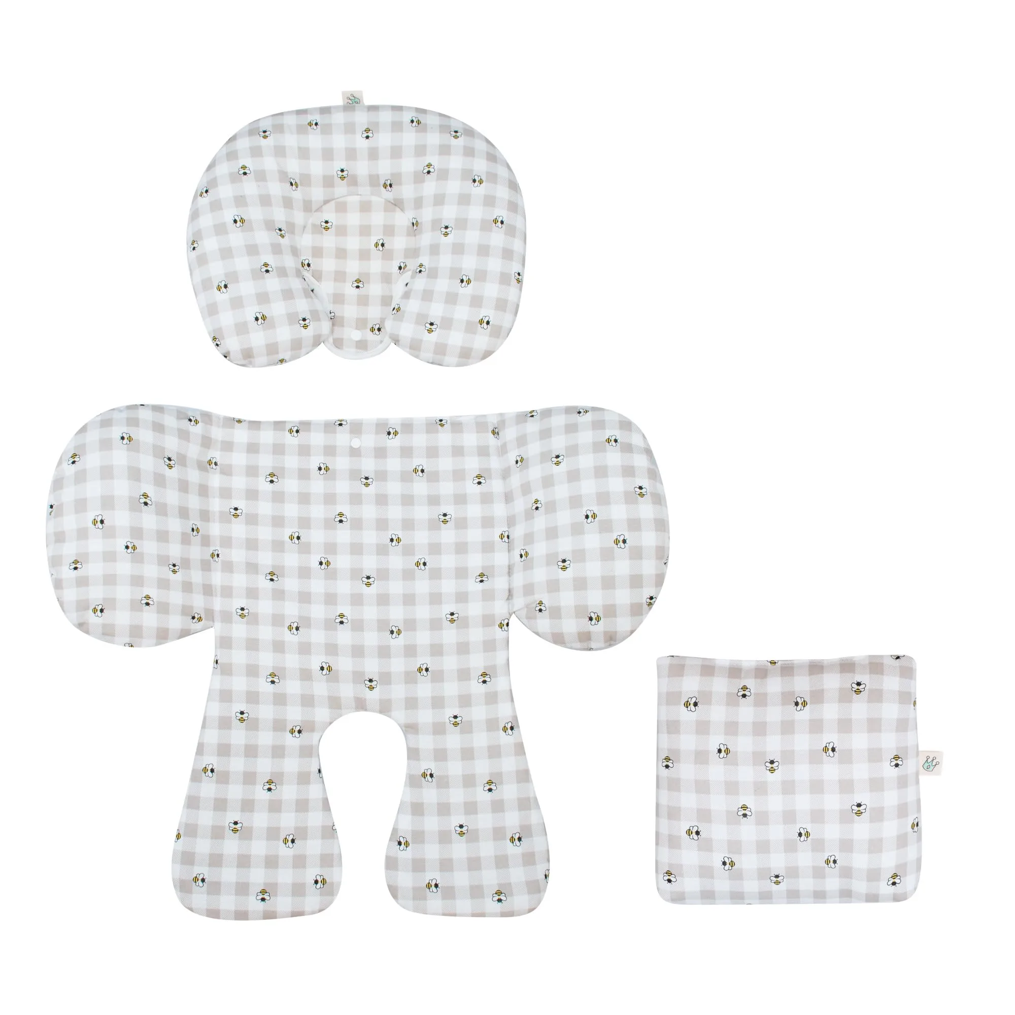 JYOKO Kids Riduttore Antiallergico Universale per Ovetto, Passeggino e Navicella, 100% Cotone, Picnic Vichy, 3 Pezzi - immagine 6