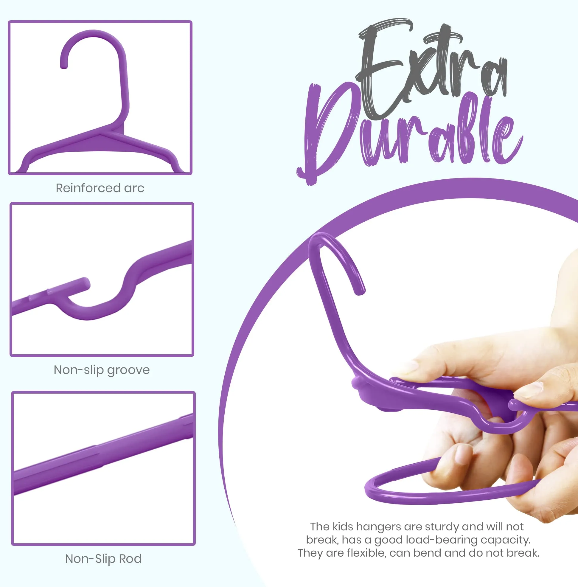 Utopia Home Grucce per bambini in plastica, Confezione da 40, 29,9 cm, Viola - immagine 4