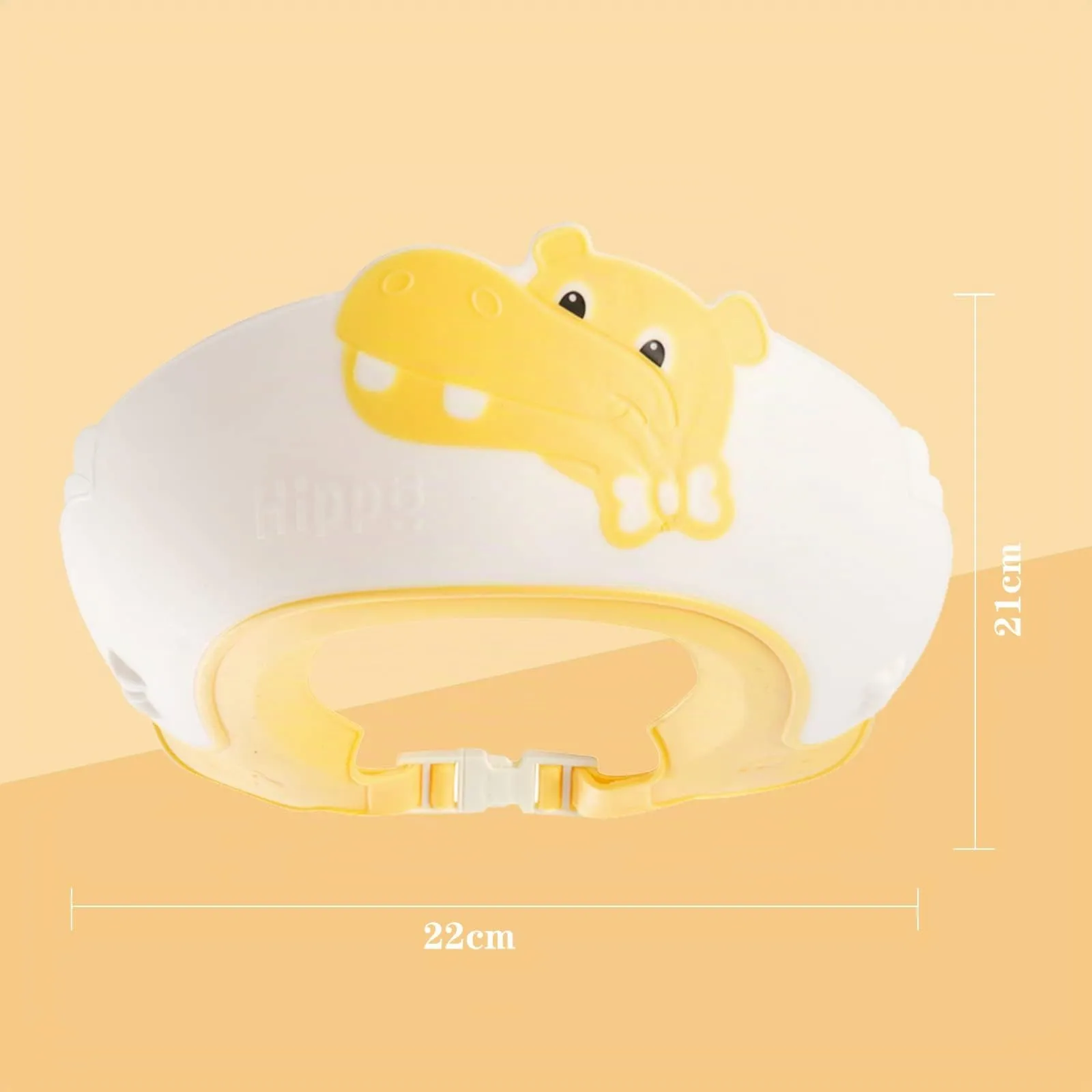 FUSACONY Cuffia da doccia per bambini regolabile con visiera, design ippopotamo (giallo) - immagine 6