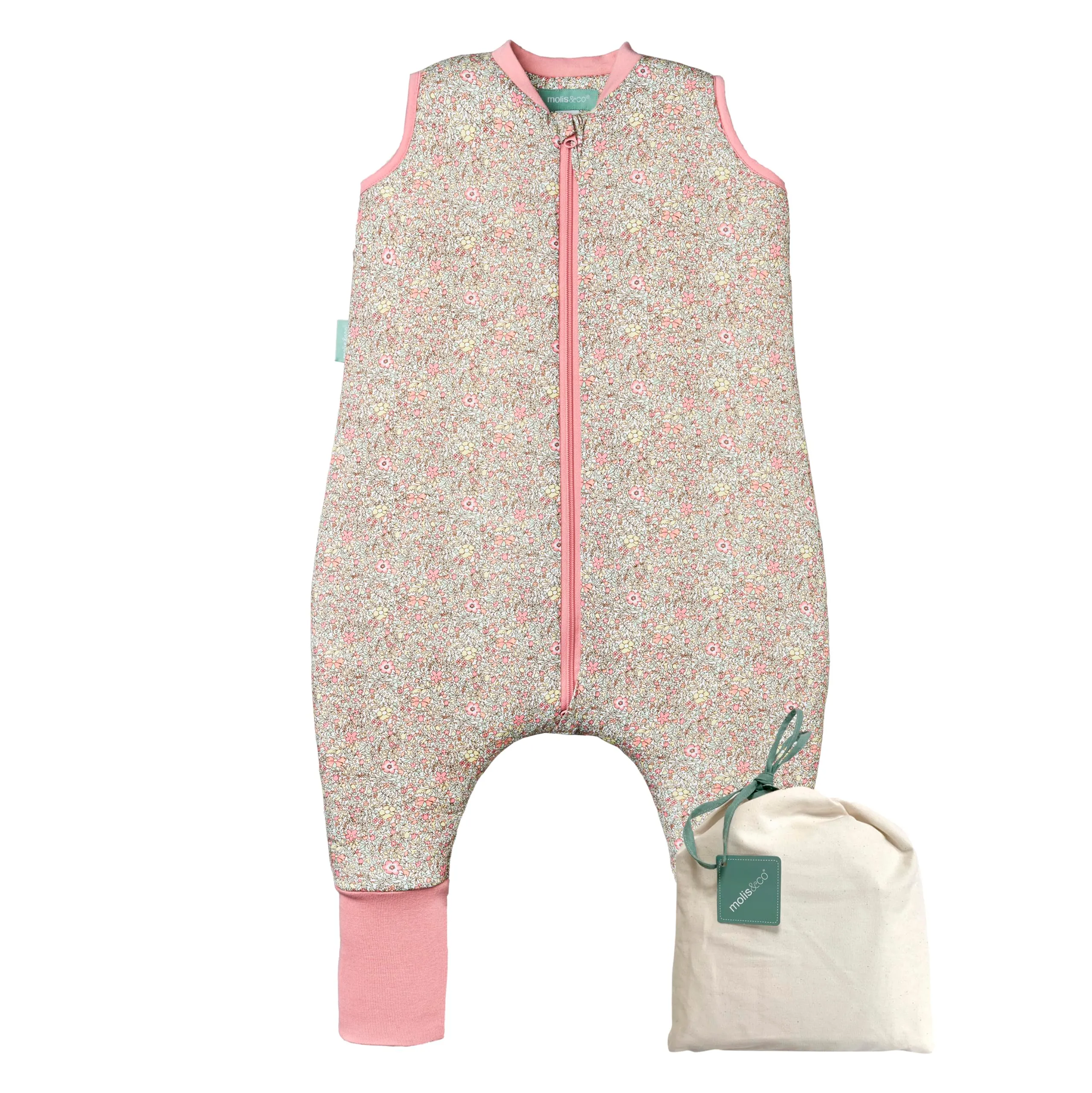 molis & co Sacco Nanna Invernale con Piedini 2.5 TOG, 100% Cotone Oeko-TEX 100, Pastel Floral, 4 anni - immagine 1