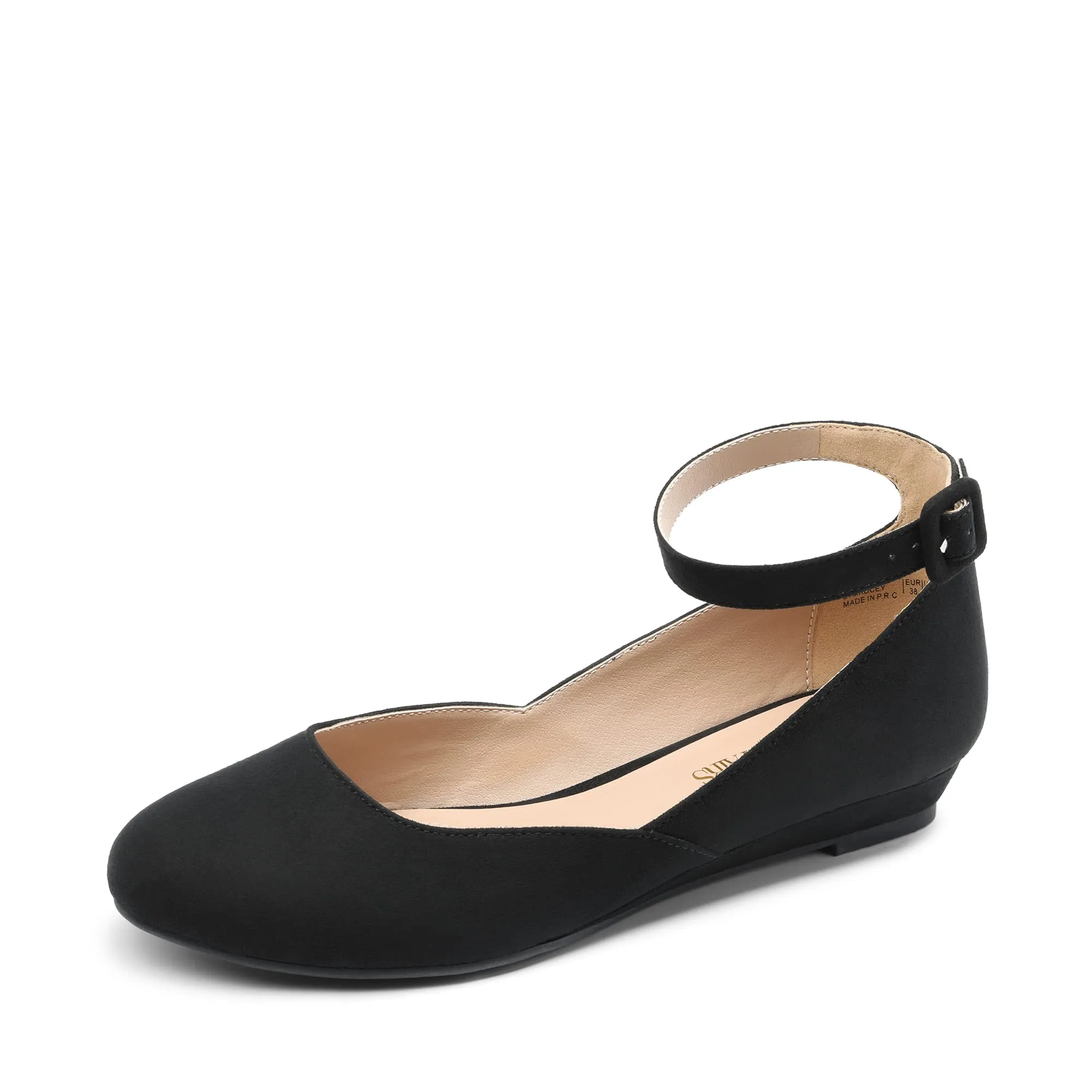 Dream Pairs Ballerine Donna Cinghia, Camoscio Nero, 39 - immagine 1