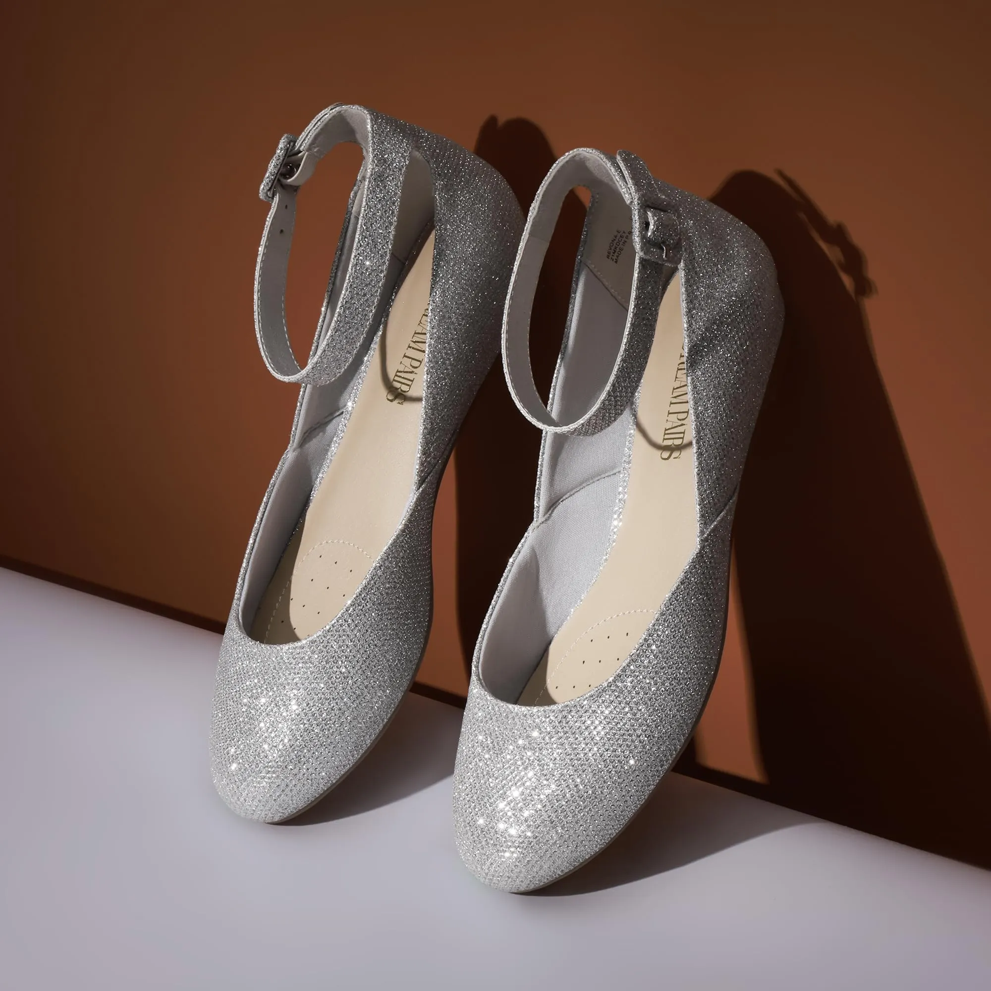 Dream Pairs Ballerine Donna Cinghia, Argento Glitter, 40 - immagine 3