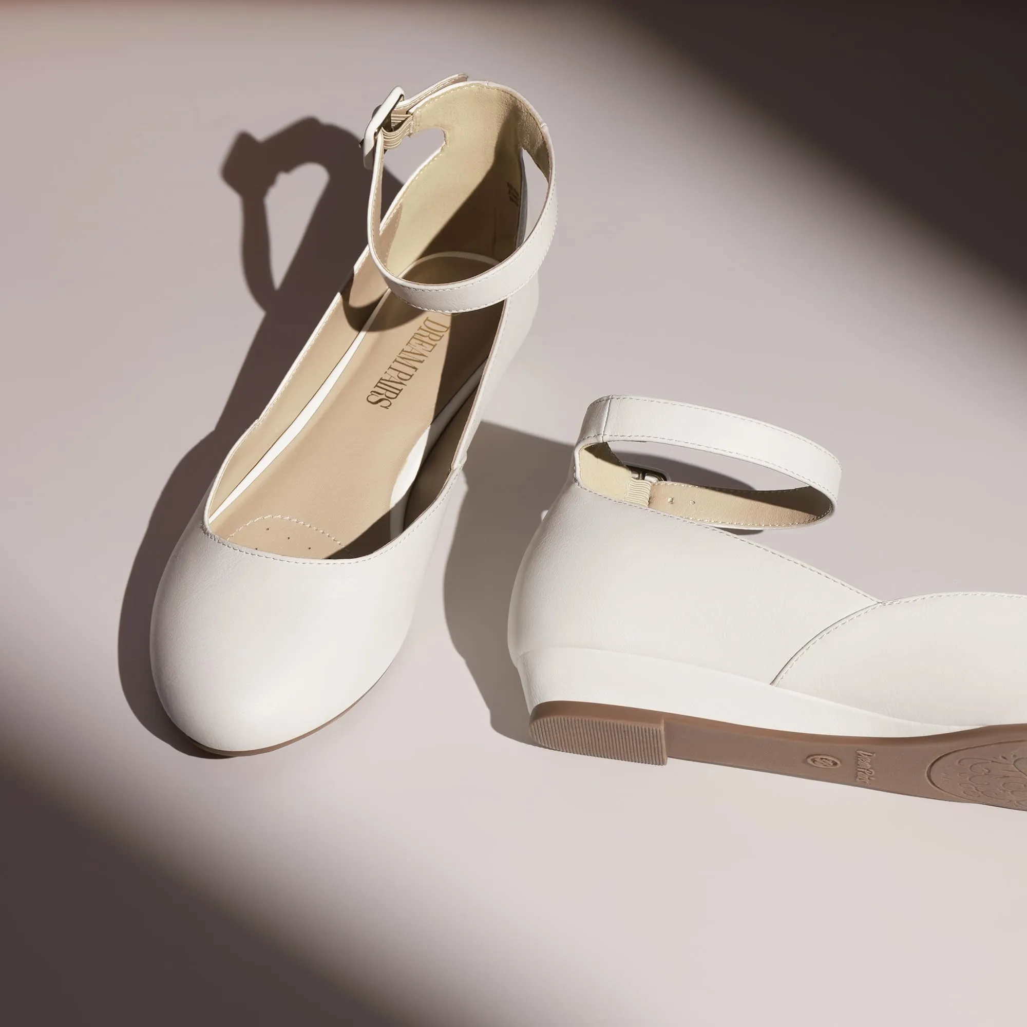 Dream Pairs Ballerine Donna Cinghia, Bianco PU, 39 EU - immagine 5