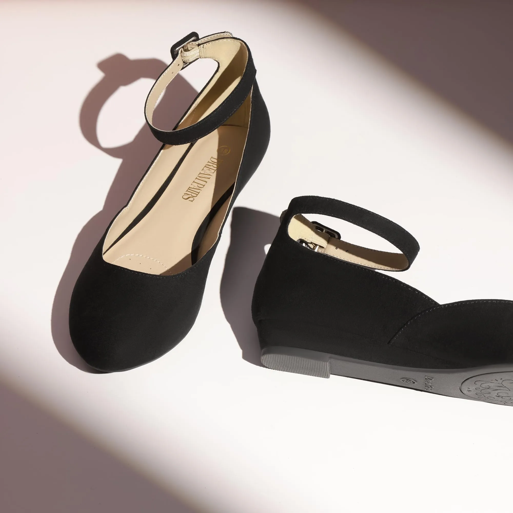 Dream Pairs Ballerine Donna con Cinghia in Camoscio Nero, 41 EU - immagine 5