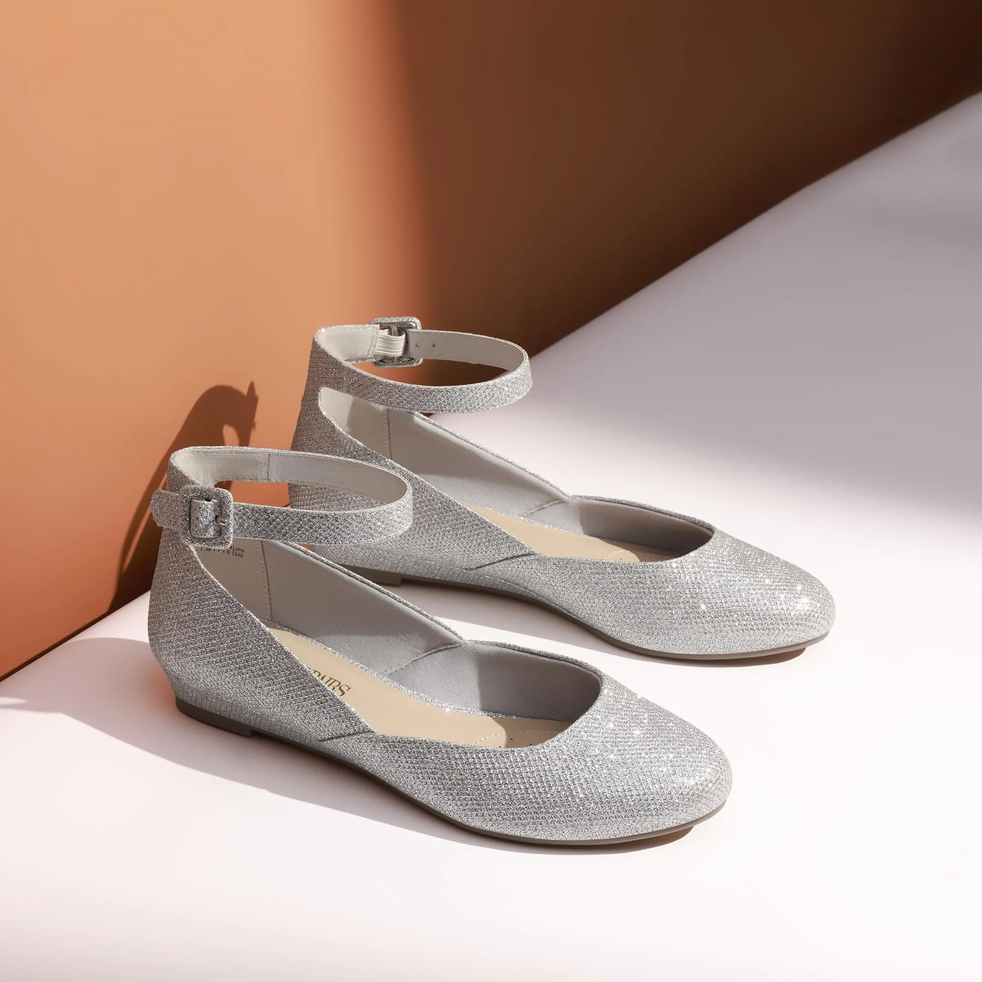 Dream Pairs Ballerine Donna Cinghia, Argento Glitter, 39 - immagine 2