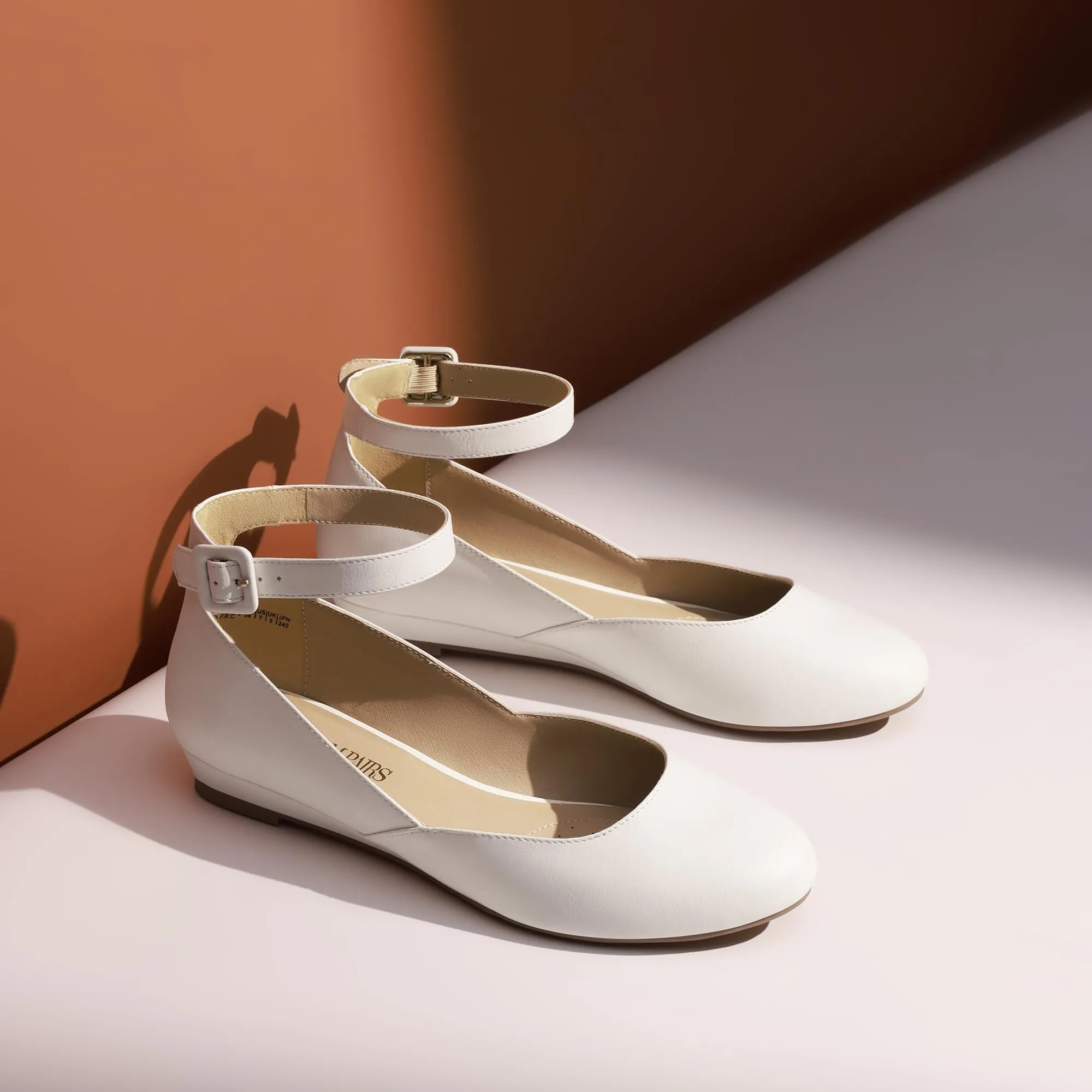 Dream Pairs Ballerine Donna Cinghia, Bianco-Pu, 38 - immagine 4