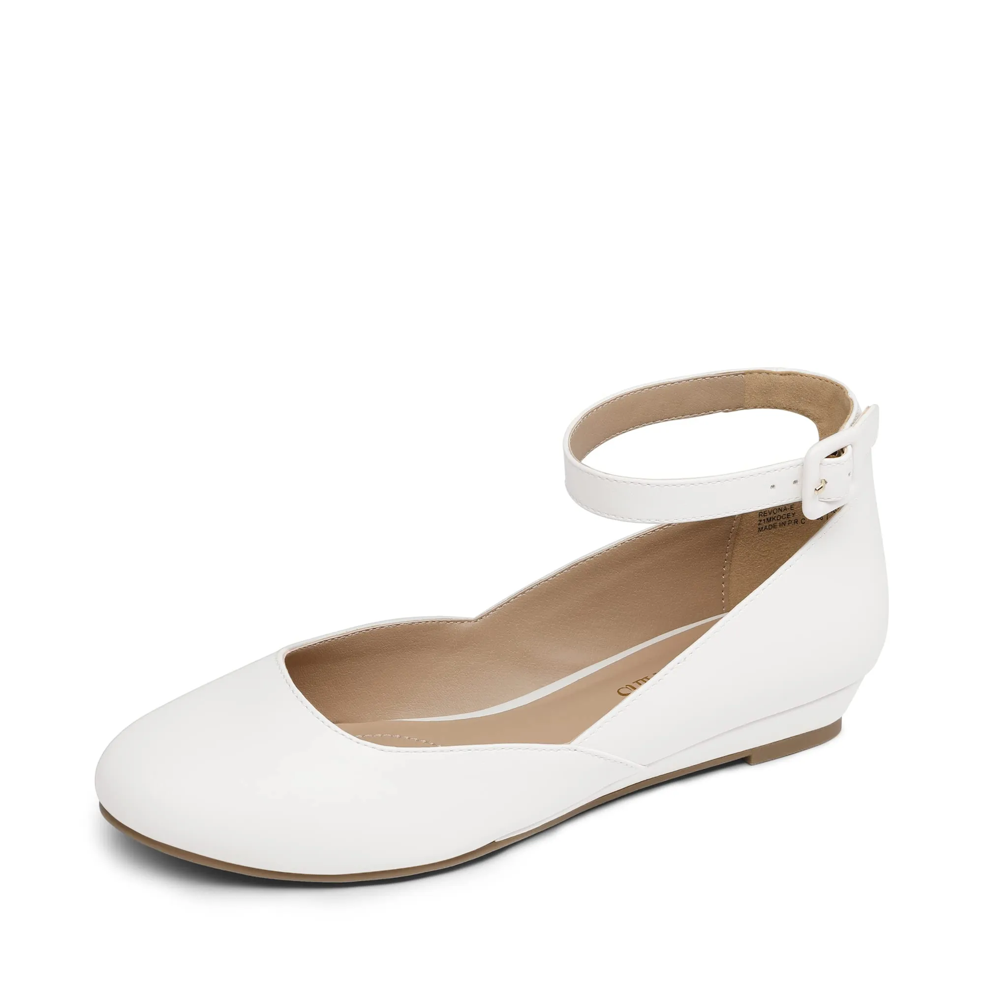 Dream Pairs Ballerine Donna Cinghia, Bianco-Pu, 41 - immagine 1