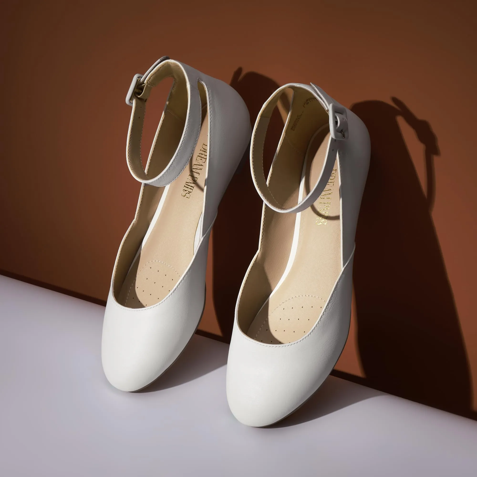 Dream Pairs Ballerine Donna Cinghia, Bianco-Pu, 41 - immagine 2