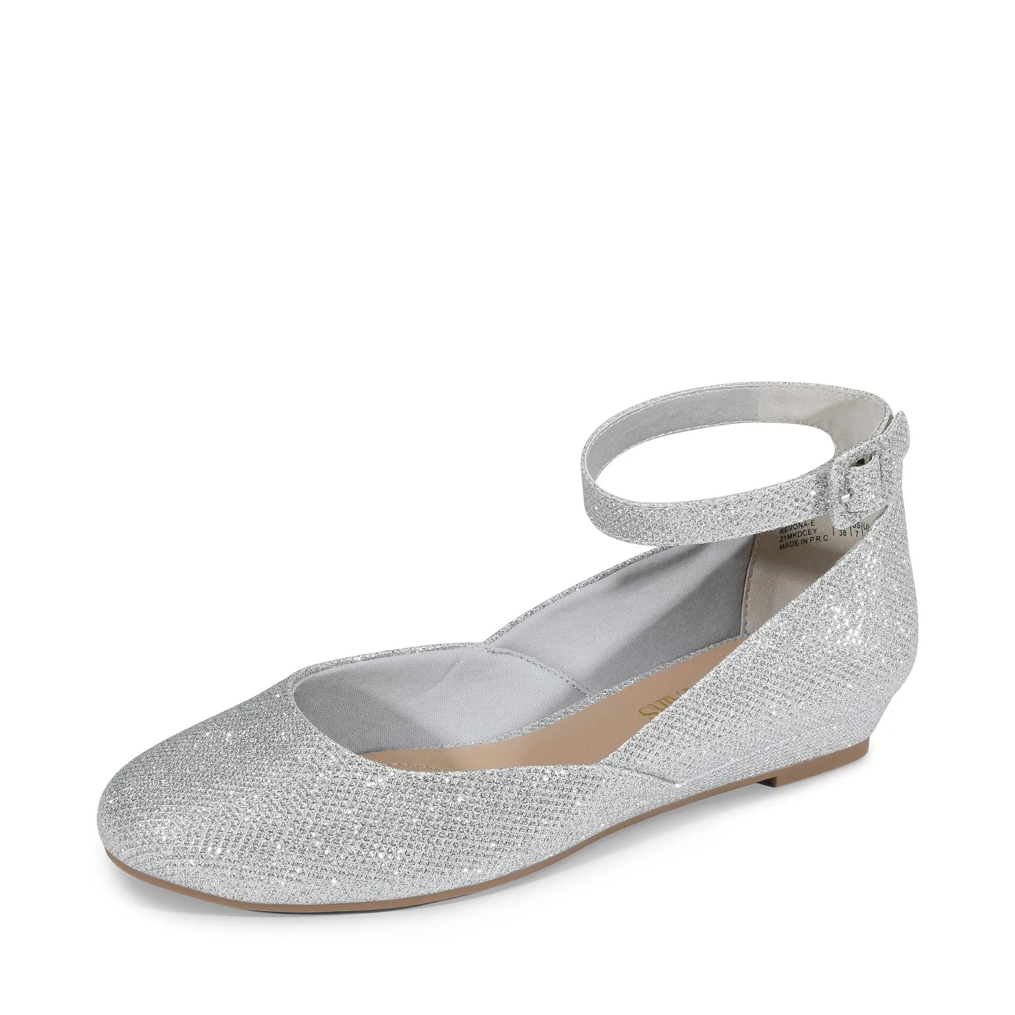 Dream Pairs Ballerine Donna Cinghia, Argento Glitter, 38 - immagine 1