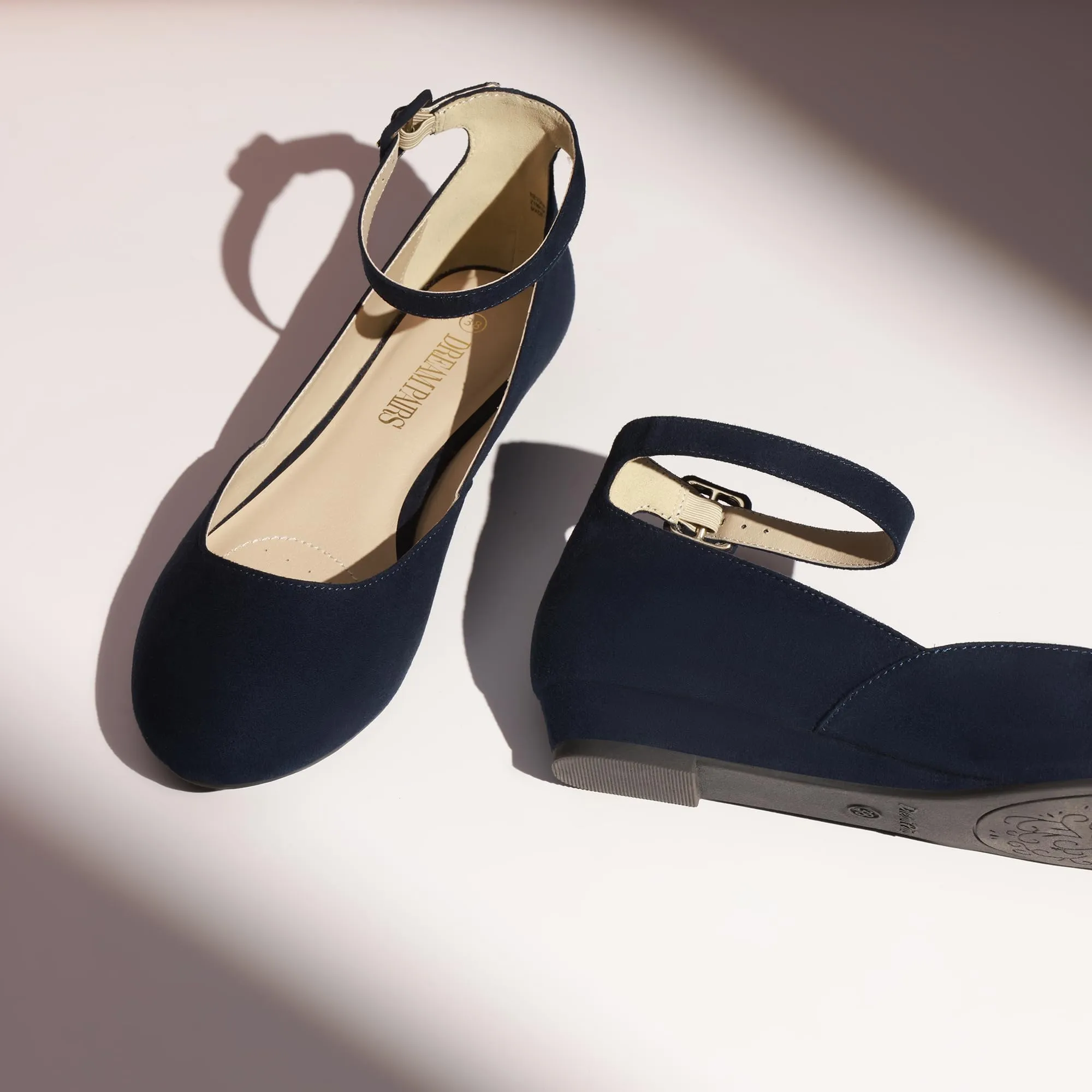 Dream Pairs Ballerine Donna Cinghia, Blu Marino Scamosciato, 37 EU - immagine 5