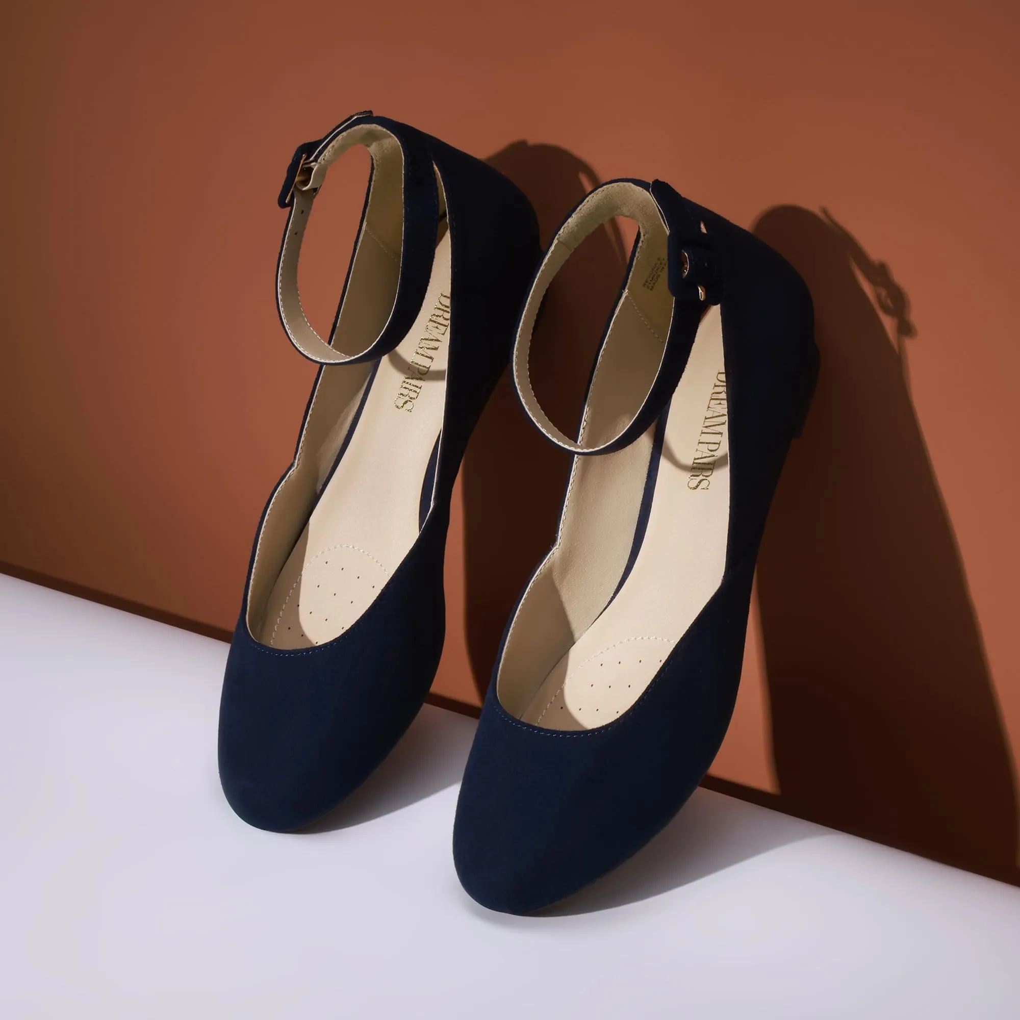 Dream Pairs Ballerine Donna con Cinghia, Blu Marino Scamosciato, 40 EU - immagine 2