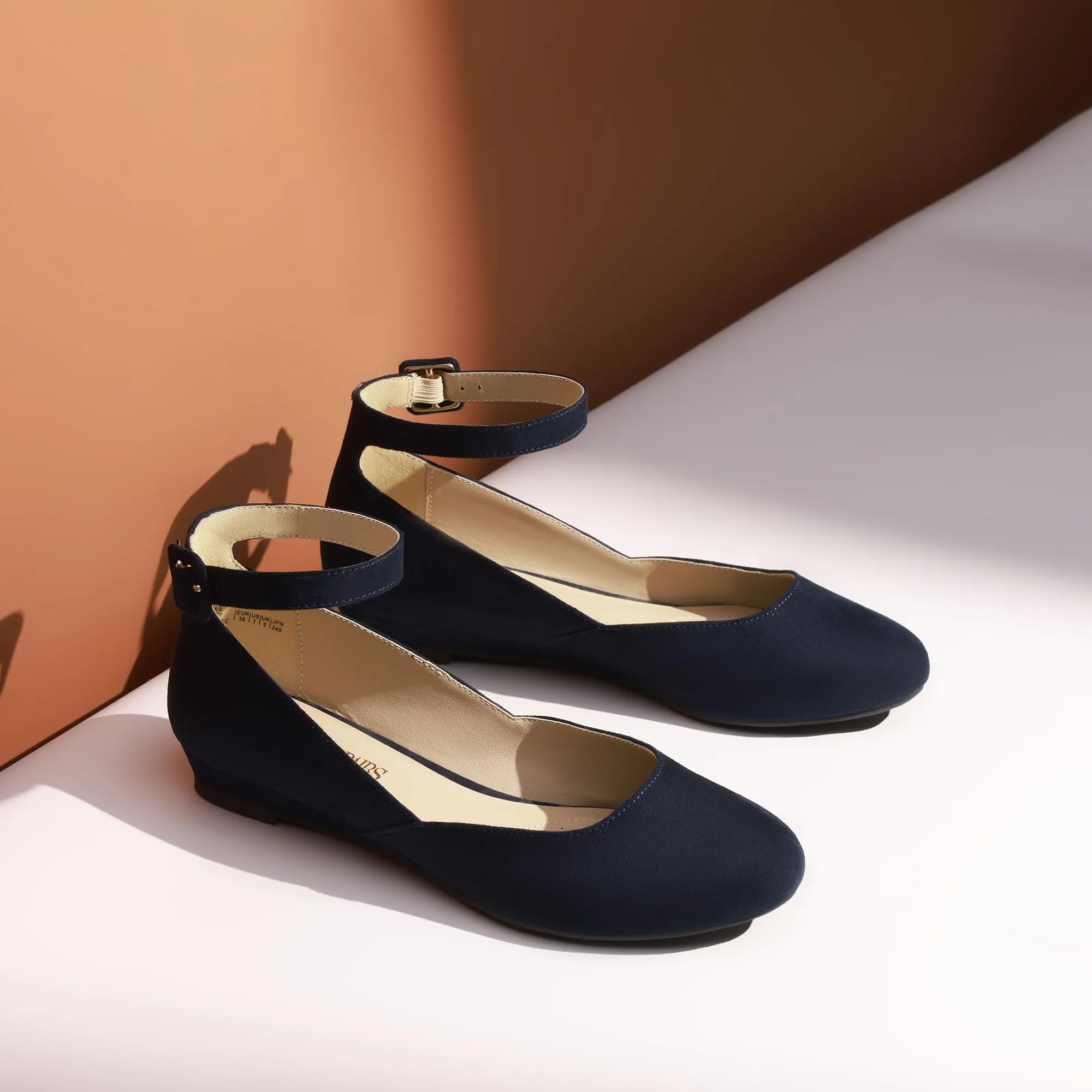 Dream Pairs Ballerine Donna Cinghia, Blu Marino Scamosciato, 42 EU - immagine 4