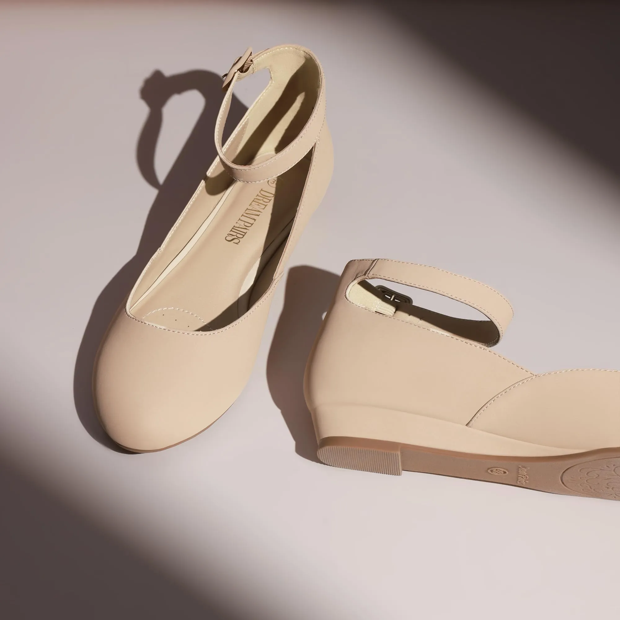 Dream Pairs Ballerine Donna Cinghia, Nude Nabuk, 38 EU - immagine 5