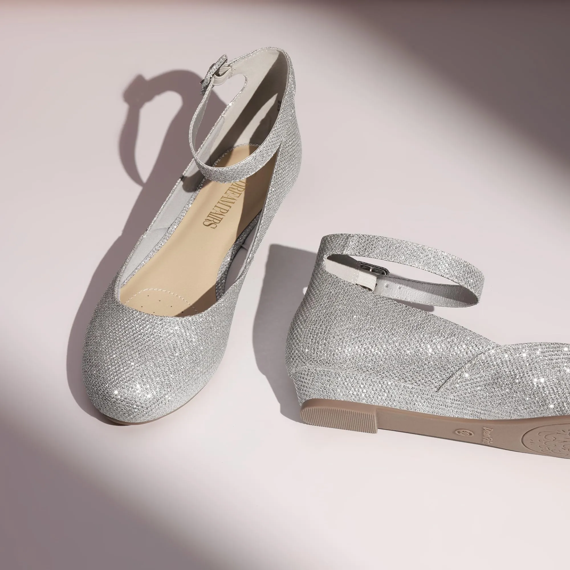 Dream Pairs Ballerine Donna Cinghia, Argento Glitter, 35 - immagine 5