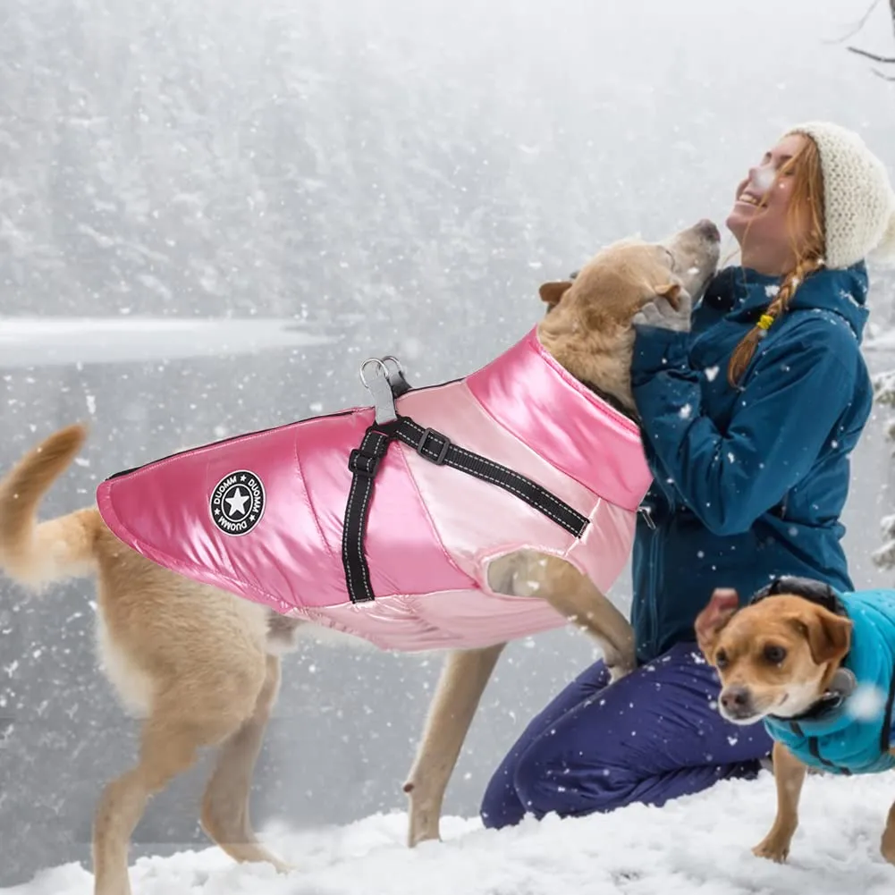 DoggieKit Cappotto Impermeabile e Riflettente per Cani e Gatti, Giacca in Cotone per Inverno, Taglia XL, Rosa - immagine 5