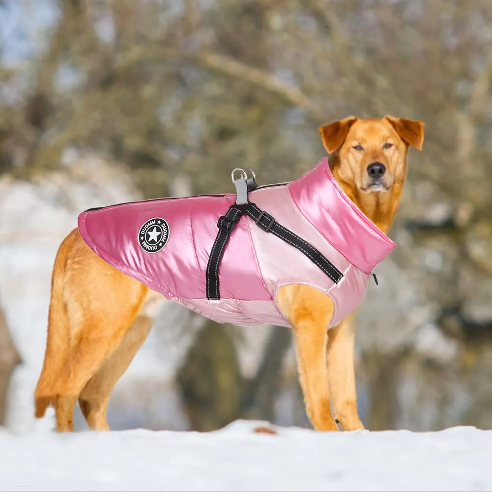 DoggieKit Cappotto Impermeabile e Riflettente per Cani e Gatti, Giacca in Cotone per Inverno, Taglia XL, Rosa - immagine 6