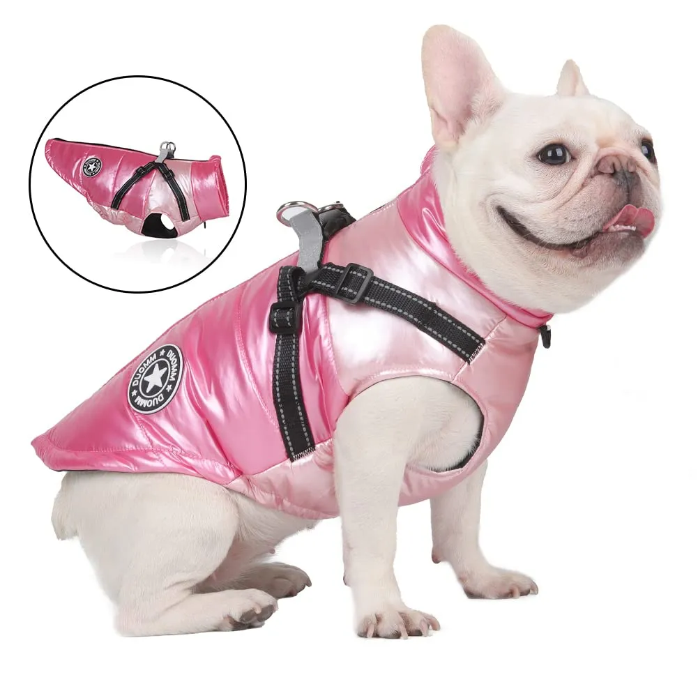 DoggieKit Cappotto Impermeabile e Riflettente per Cani e Gatti, Giacca in Cotone per Inverno, Taglia XL, Rosa - immagine 7