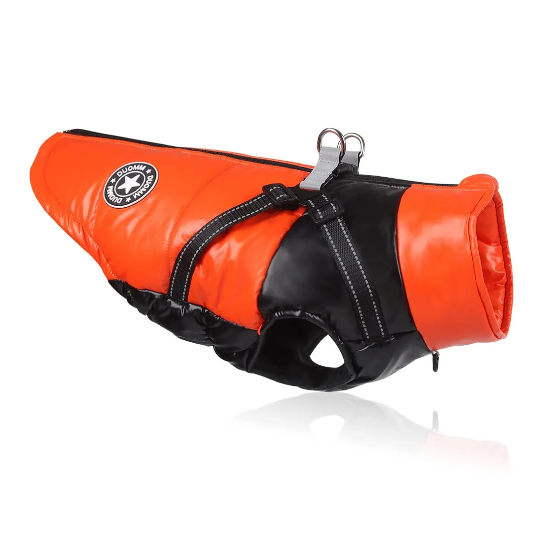 DoggieKit Cappotto Impermeabile Riflettente in Cotone per Cani e Gatti, Inverno, Taglia XL, Arancia - immagine 2