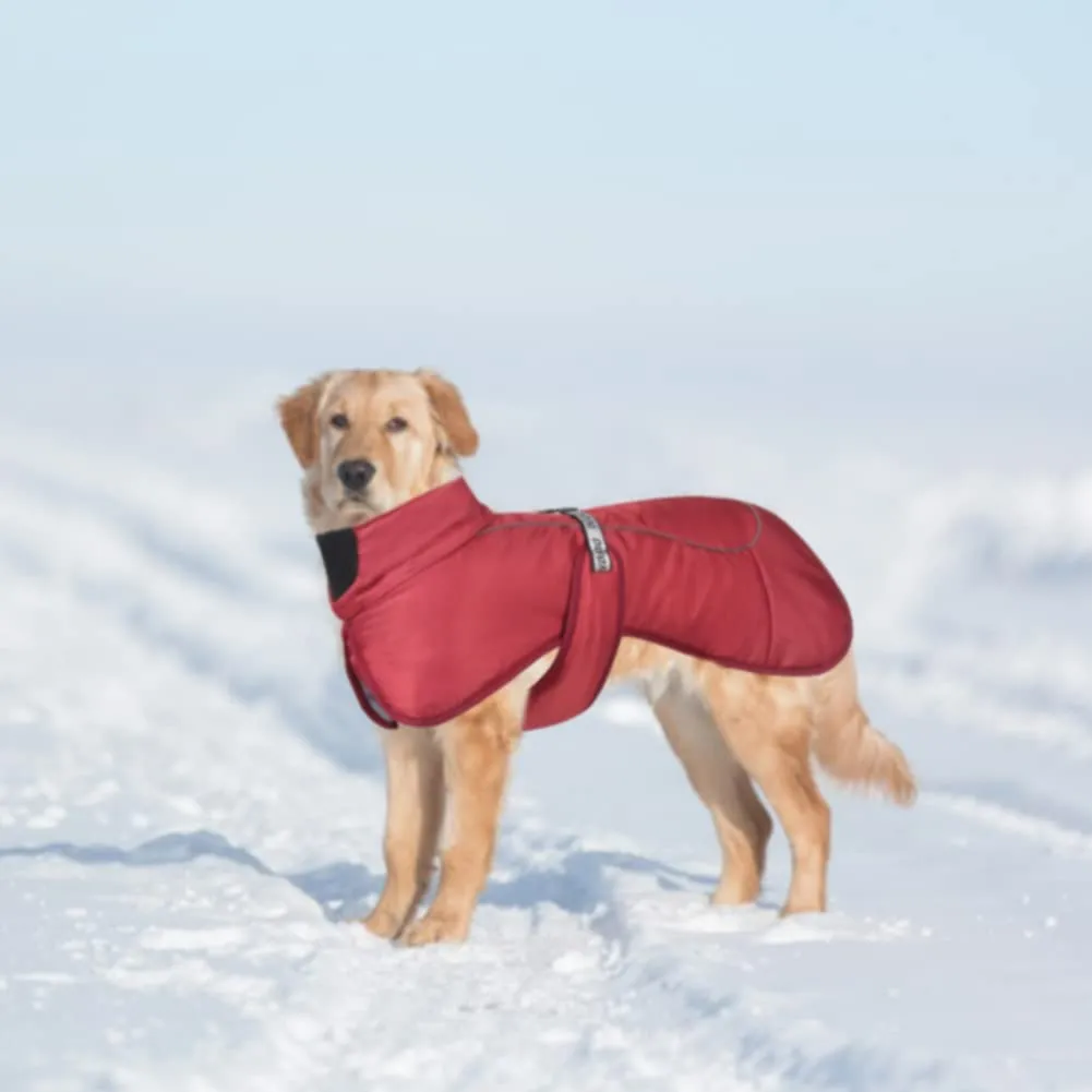 DoggieKit Giacca per Cani Impermeabile e Antivento Invernale con Strisce Riflettenti e Foro per Imbracatura, Taglia XL, Rosso - immagine 7