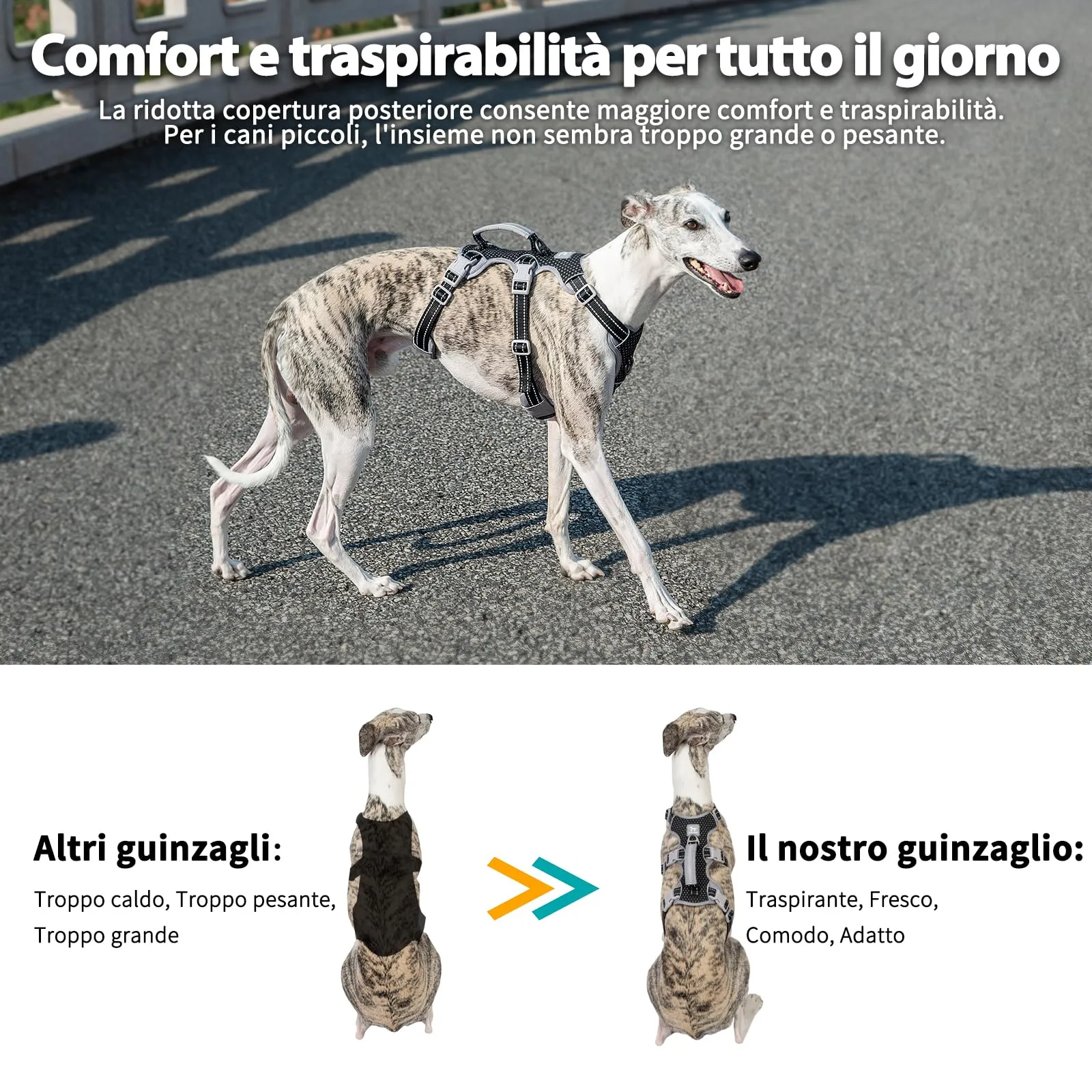 Huntboo Imbracatura a prova di fuga per cani, riflettente, traspirante e regolabile con maniglia, X-Large, Nero - immagine 6
