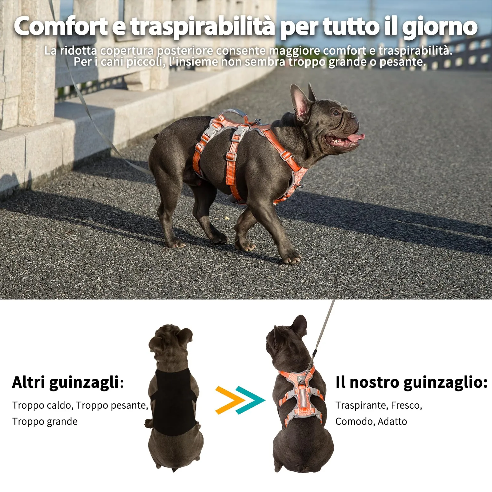 Huntboo Pettorina per cani a prova di fuga, riflettente e traspirante con impugnatura imbottita, taglia piccola - immagine 6