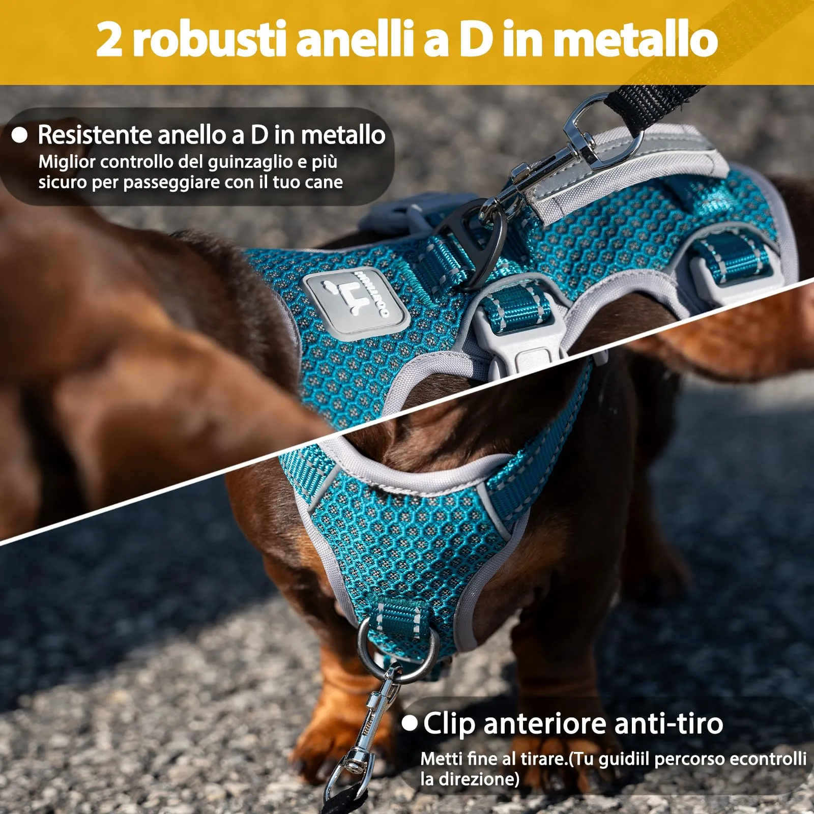 Huntboo Pettorina per cani No Escape, Riflettente e Traspirante, Gilet Regolabile X-Large, Blu - immagine 5