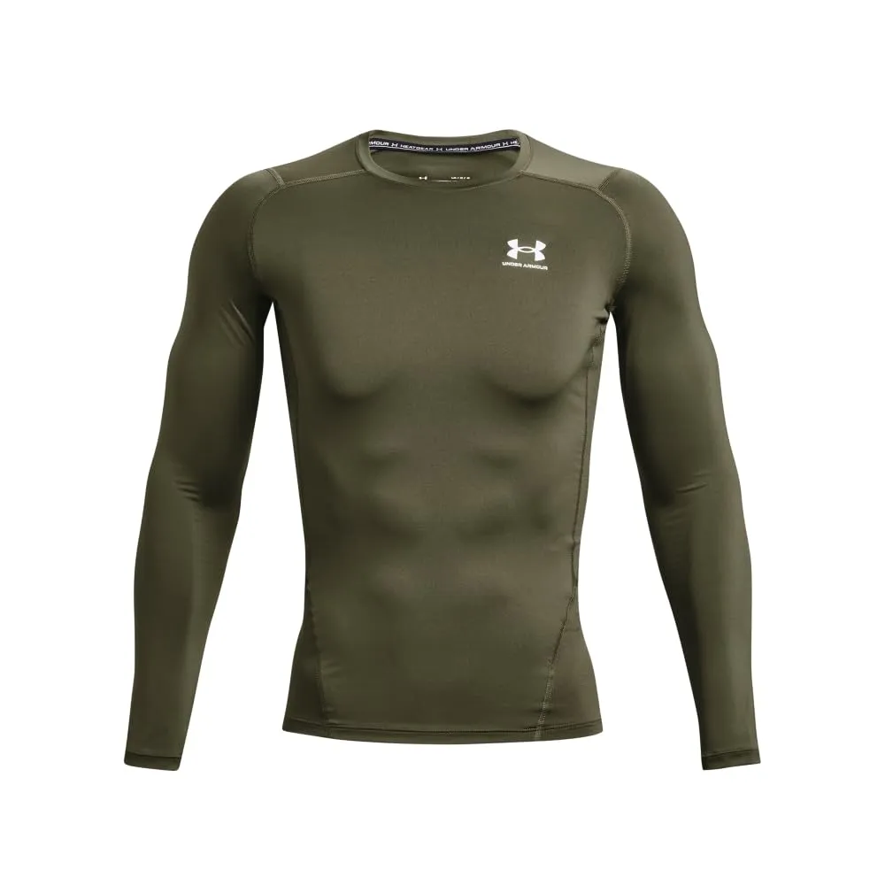 Under Armour HeatGear Maglietta a Compressione a Maniche Lunghe da Uomo, Verde Marino Od / Bianco, L Alti - immagine 5