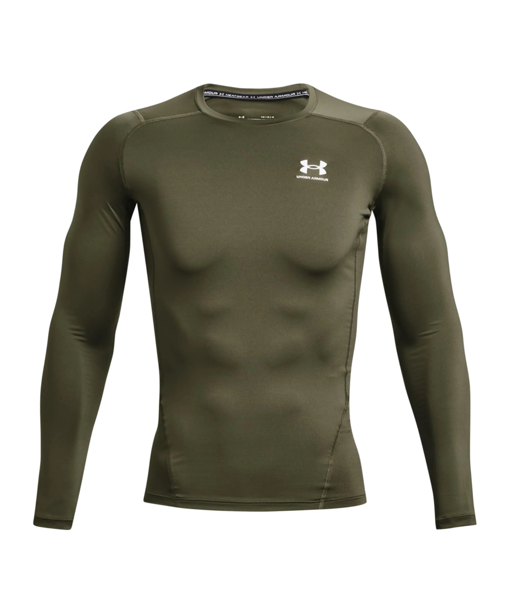 Under Armour HeatGear Compression Long Sleeve Shirt for Men - (390) Marine Od Verde/Bianco, S Lungo - immagine 1