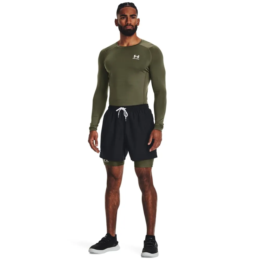 Under Armour HeatGear Maglietta a compressione a maniche lunghe da uomo, Verde Marino Od / Bianco, 4XL Alti - immagine 3