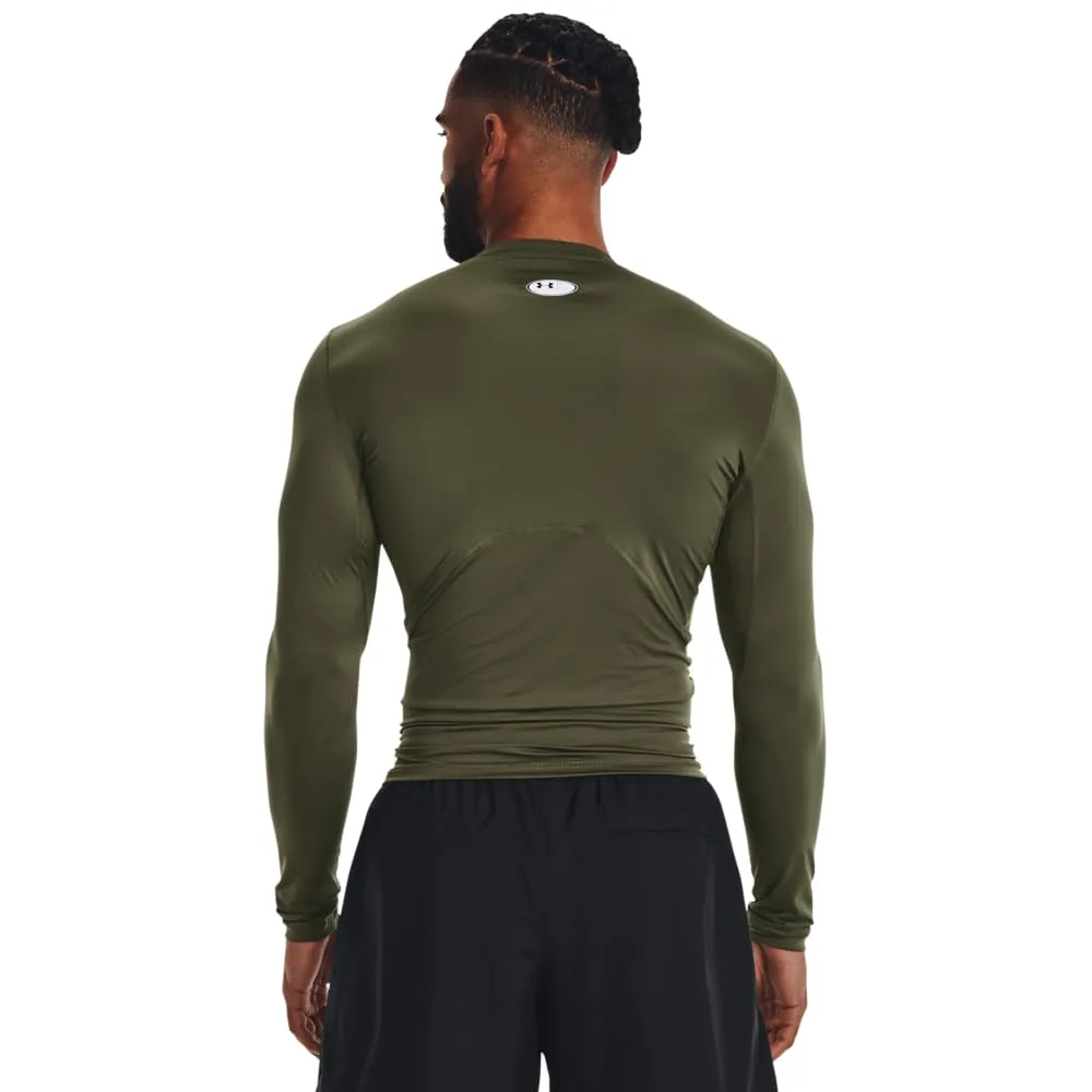 Under Armour HeatGear Compression Long-Sleeve T-Shirt, Verde Marino Od / Bianco, M Alti Uomo - immagine 2