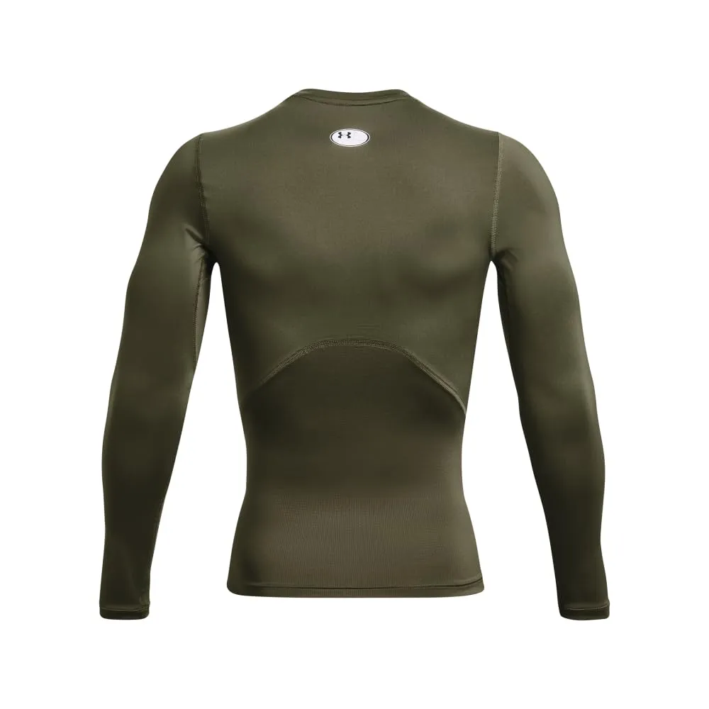 Under Armour HeatGear Compression Long-Sleeve T-Shirt, Verde Marino Od / Bianco, M Alti Uomo - immagine 6