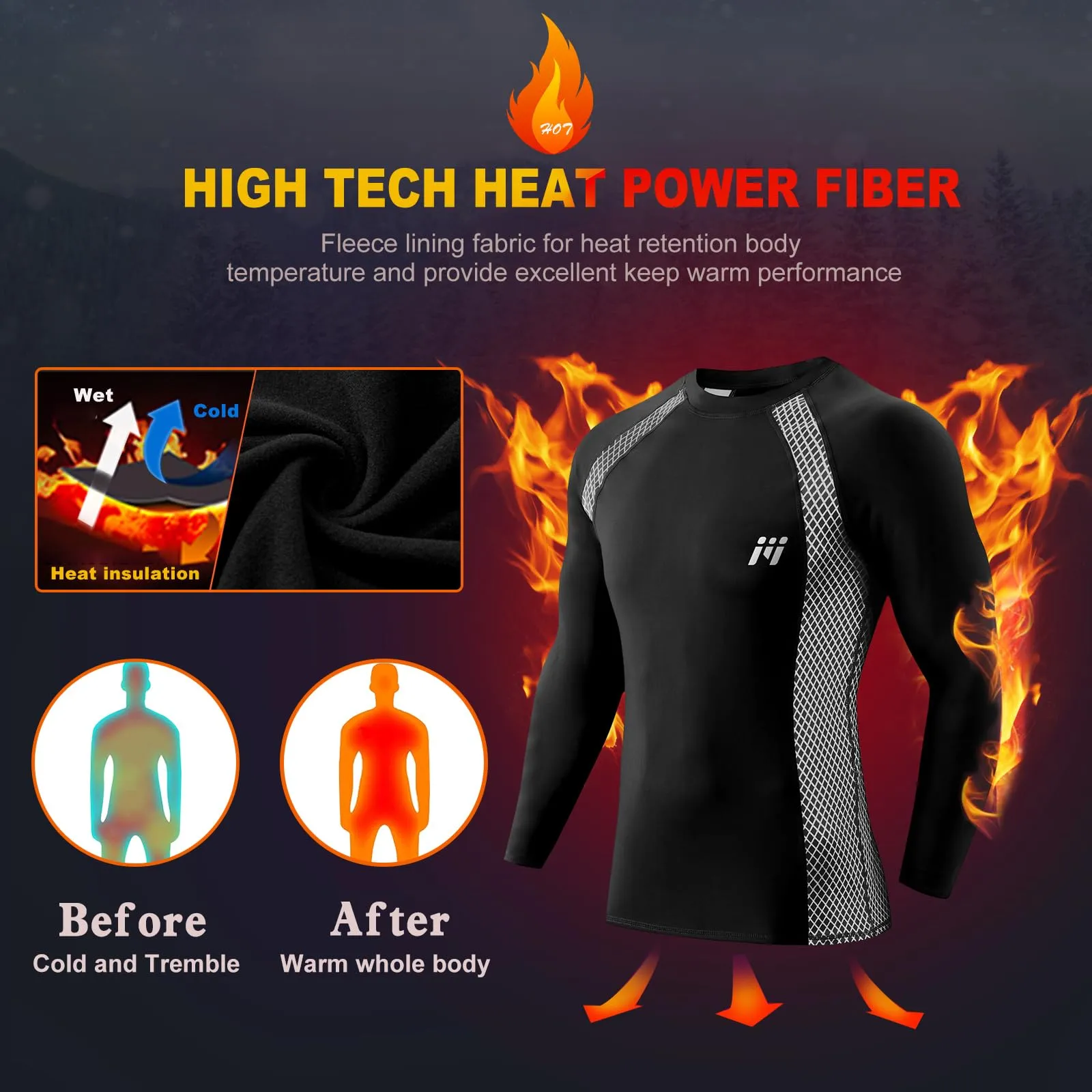 MEETWEE Maglia Termica Uomo a Manica Lunga Compression Baselayer Sport - immagine 2