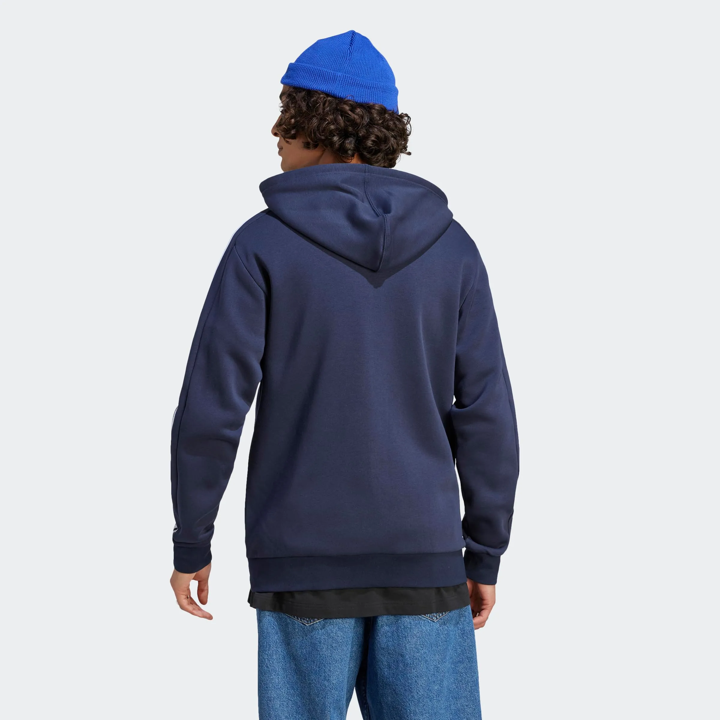 Adidas Essentials Felpa con Cappuccio in Pile con 3 Strisce e Cerniera Intera, Inchiostro, XS - immagine 5