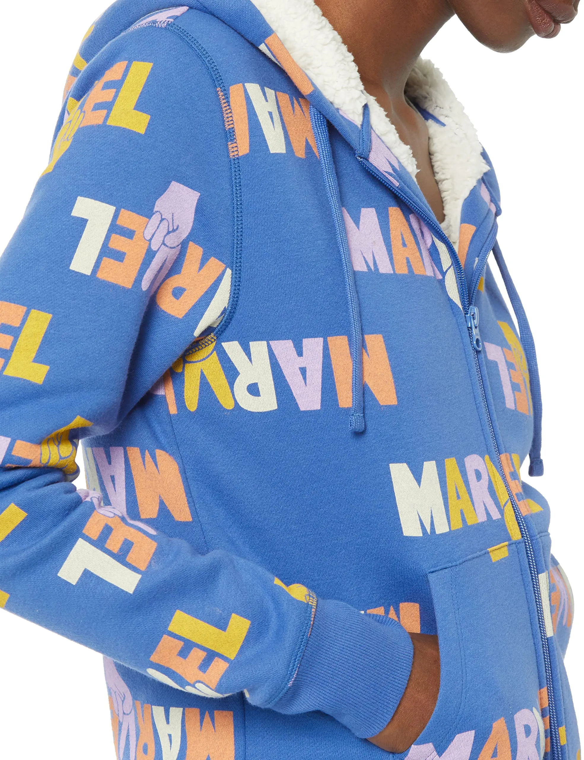 Amazon Essentials Disney Marvel Star Wars Princess Felpa con Cappuccio con Cerniera Intera Foderata in Pile Donna, Marvel Multi Peace, XXL - immagine 3