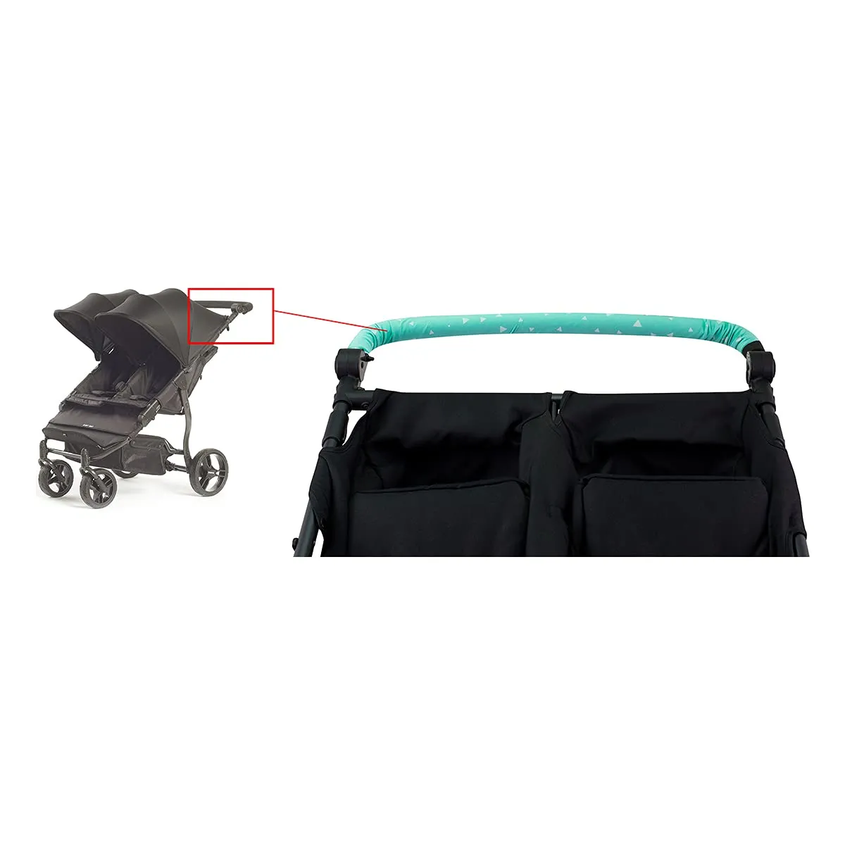 JYOKO Kids Copri maniglia ringhiera Mint Sparkles per Passeggino Gemelare - immagine 5