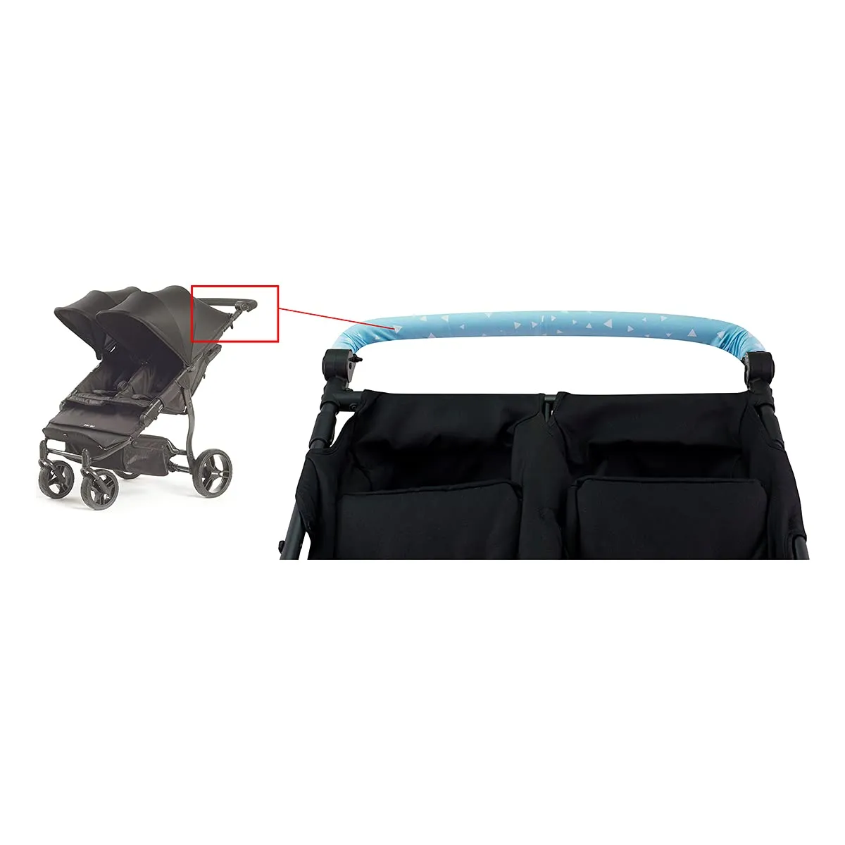 JYOKO Kids Copri maniglia ringhiera Blue Sparkles per Passeggino Gemelare - immagine 5