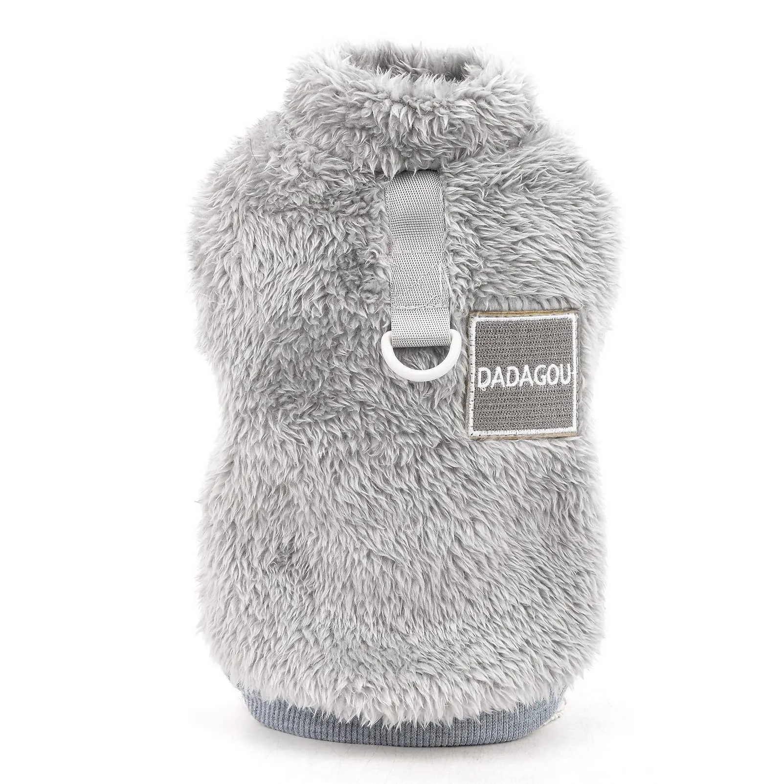 SMALLLEE_LUCKY_STORE Pet Sherpa Maglione in pile con dolcevita e anello a D per cani di piccola taglia e gatti, grigio, L - immagine 6