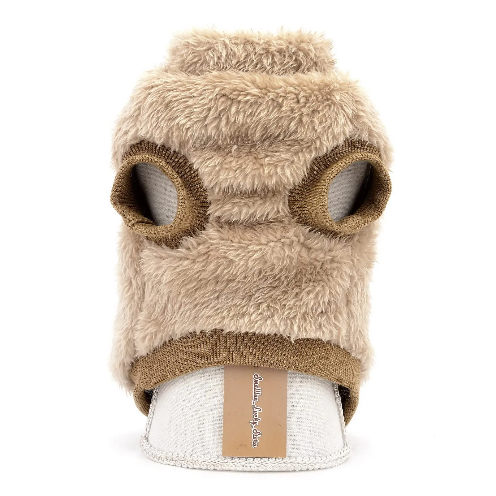 SMALLLEE_LUCKY_STORE Pet Sherpa Fleece Turtleneck Sweater with D-Ring for Small Dogs and Cats, Brown, XL - immagine 7