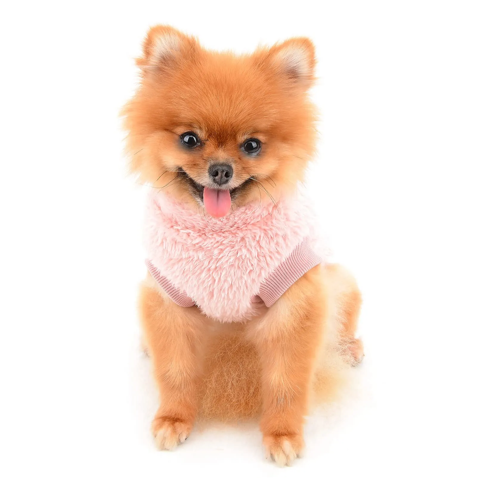 SMALLLEE_LUCKY_STORE Pet Sherpa Fleece Turtleneck Sweater with D-Ring for Small Dogs and Cats, Pink, S - immagine 3