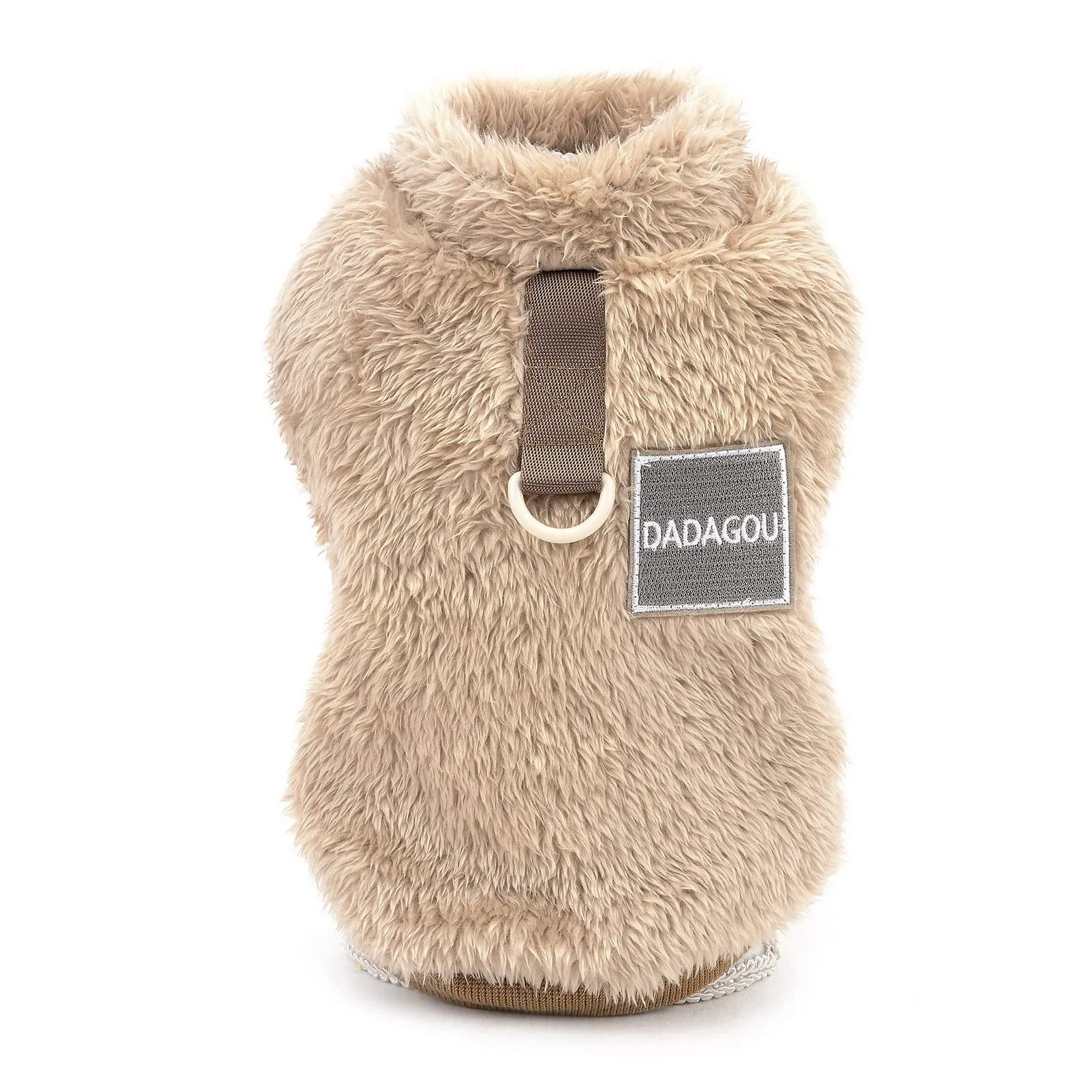 SMALLLEE_LUCKY_STORE Pet Sherpa Fleece Turtleneck Sweater with D-Ring for Small Dogs and Cats, Brown, XXL - immagine 6