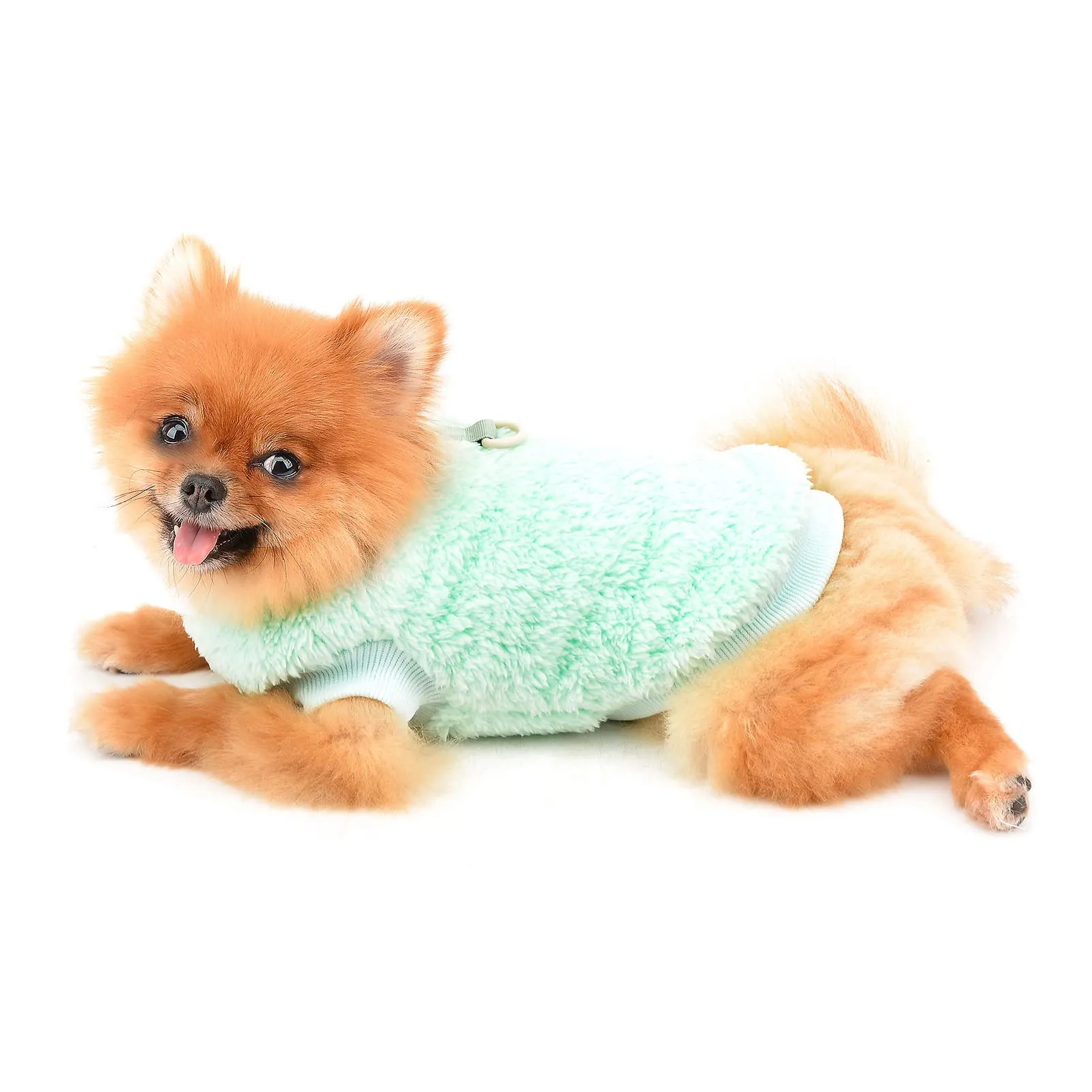 SMALLLEE_LUCKY_STORE Pet Sherpa Turtleneck Fleece Sweater with D-Ring for Small Dogs and Cats, Green, XXL - immagine 4