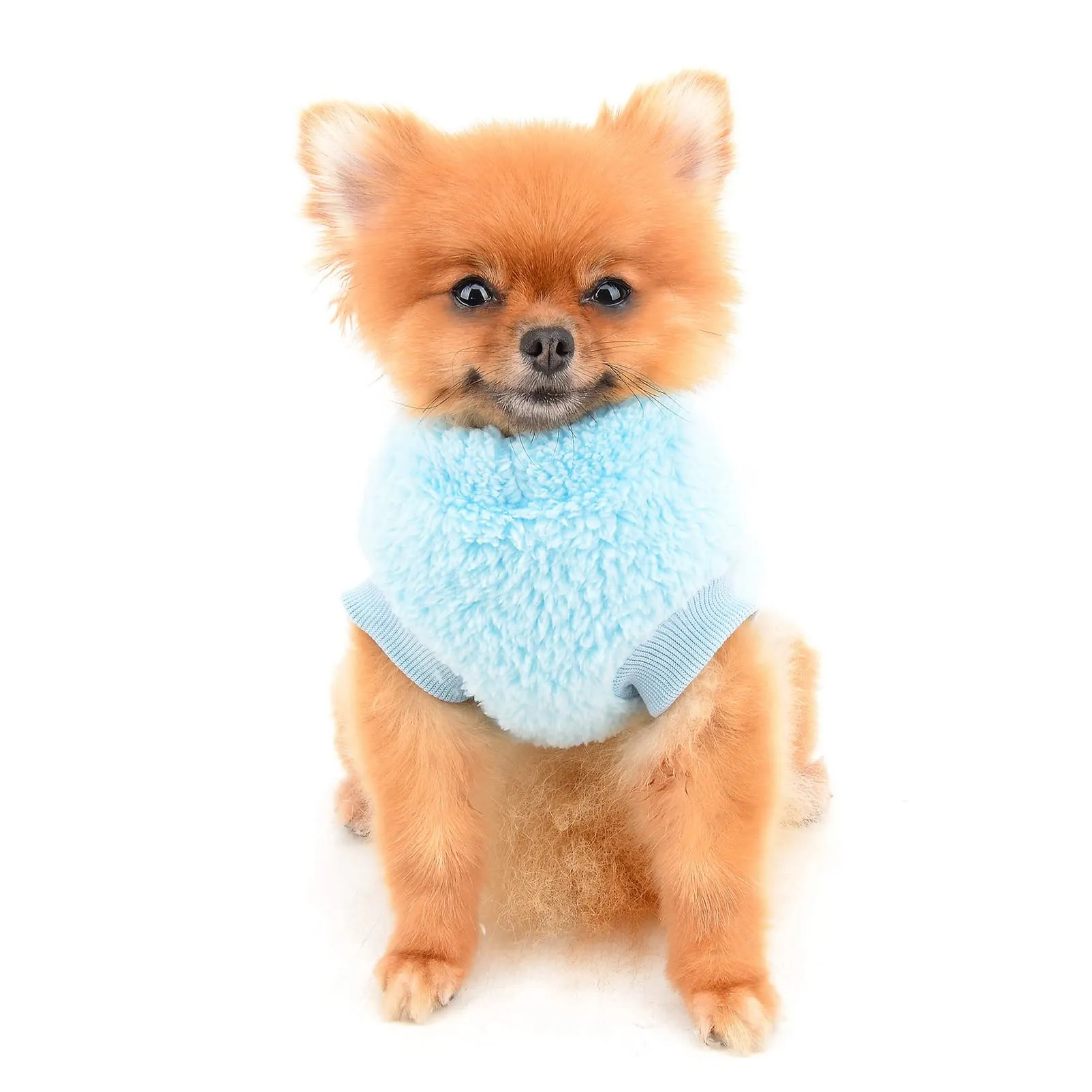SMALLLEE_LUCKY_STORE Pet Sherpa Turtleneck Fleece Sweater with D-Ring for Small Dogs and Cats, Blue, M - immagine 3