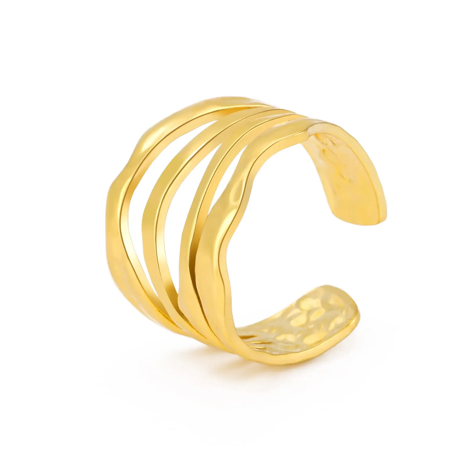 TEAMER Anello Labirinto di Vortici in Acciaio Inox Regolabile, Geometrico a Spirale, Oro (Stile 3) - immagine 1